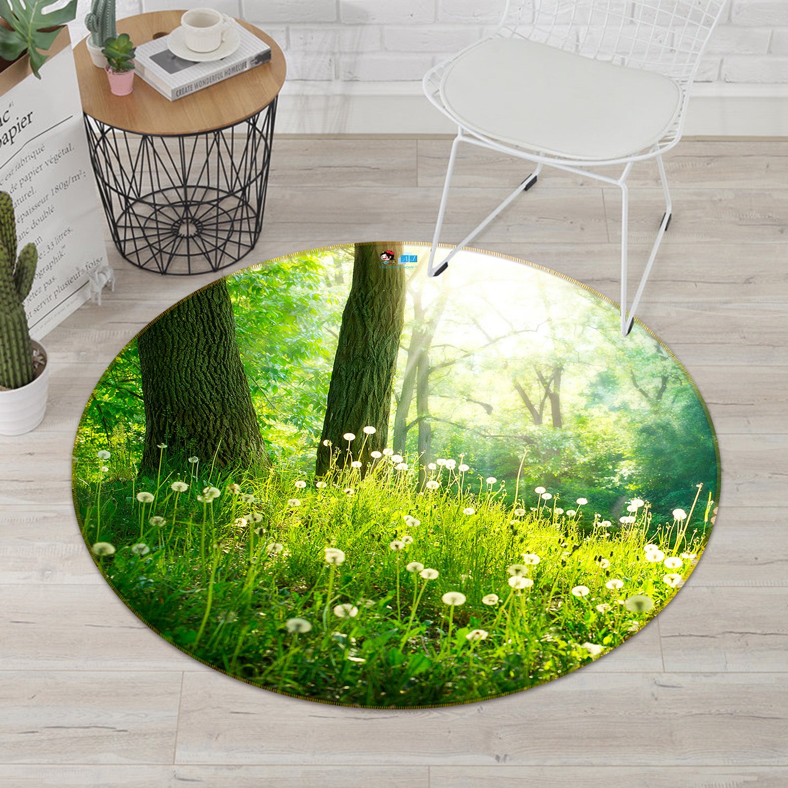 3D Tree Grass 71294 Round Non Slip Rug Mat