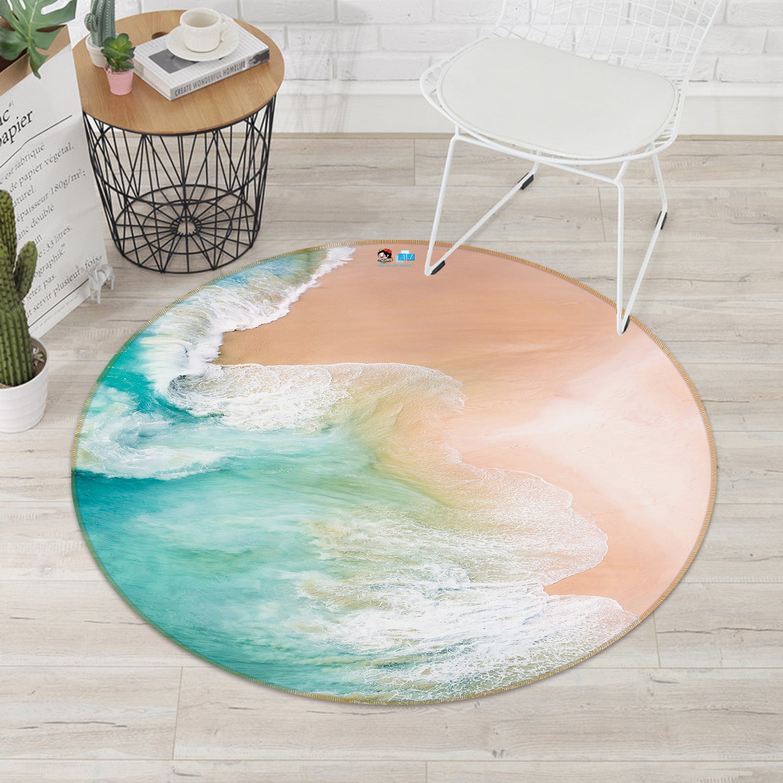 3D Seaside 69136 Round Non Slip Rug Mat