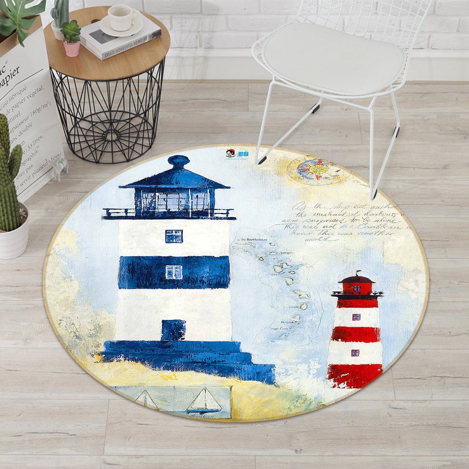3D Lighthouse Painting 51 Round Non Slip Rug Mat Mat AJ Creativity Home 
