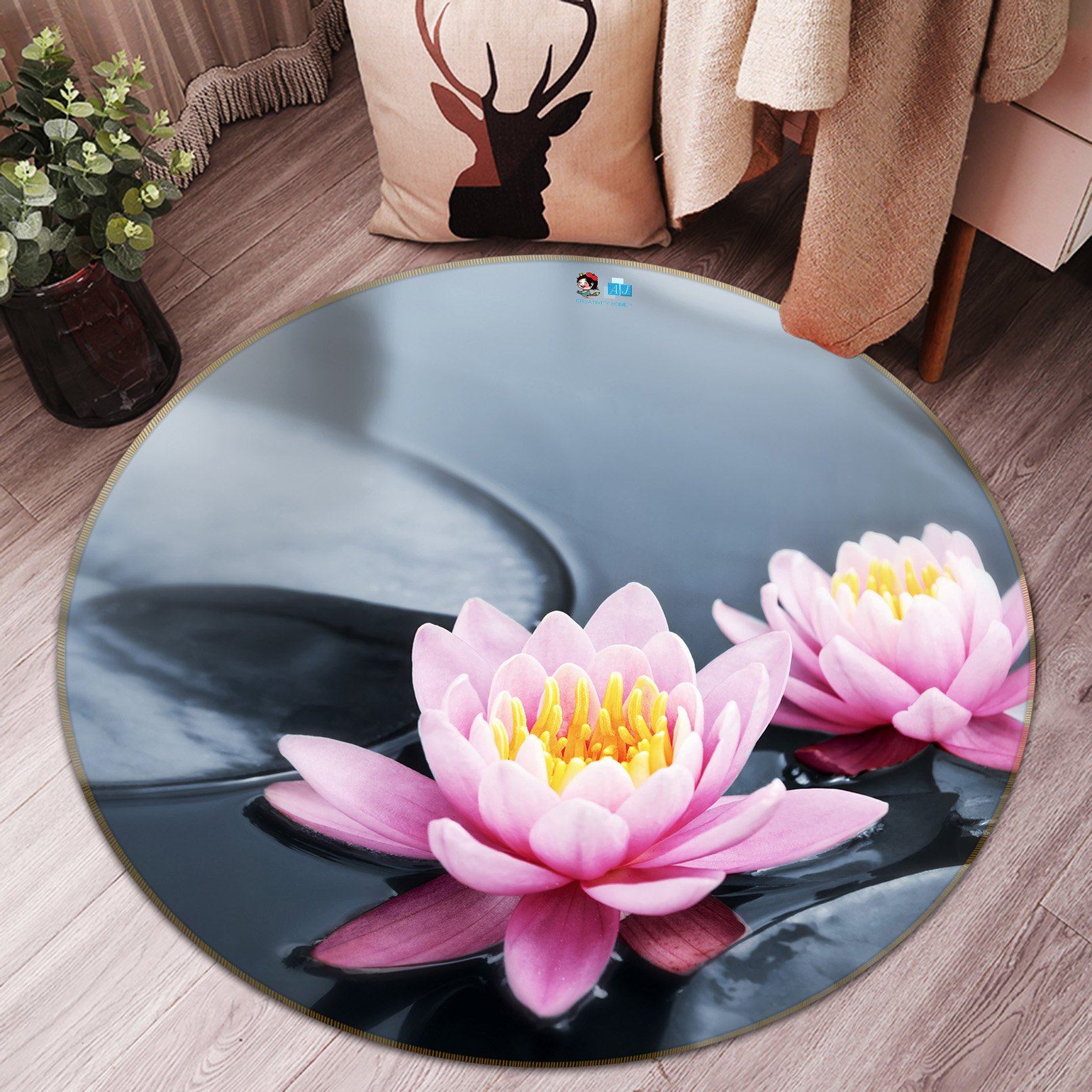 3D Bright Lotus 067 Round Non Slip Rug Mat Mat AJ Creativity Home 