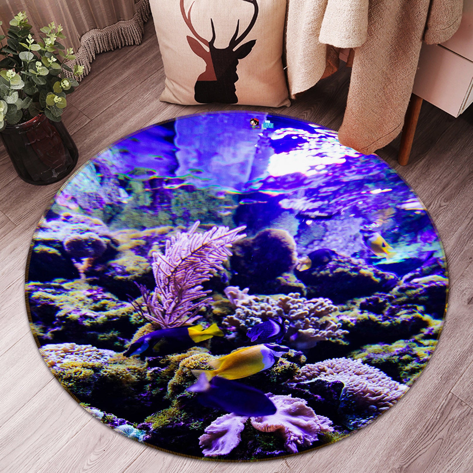 3D Fish 69102 Round Non Slip Rug Mat