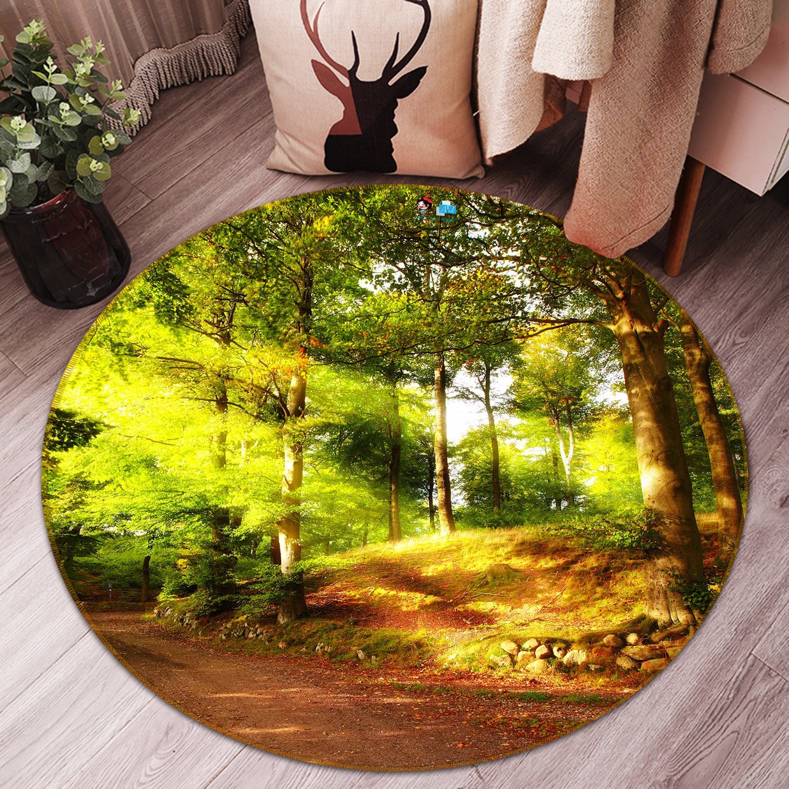 3D Forest 66212 Round Non Slip Rug Mat