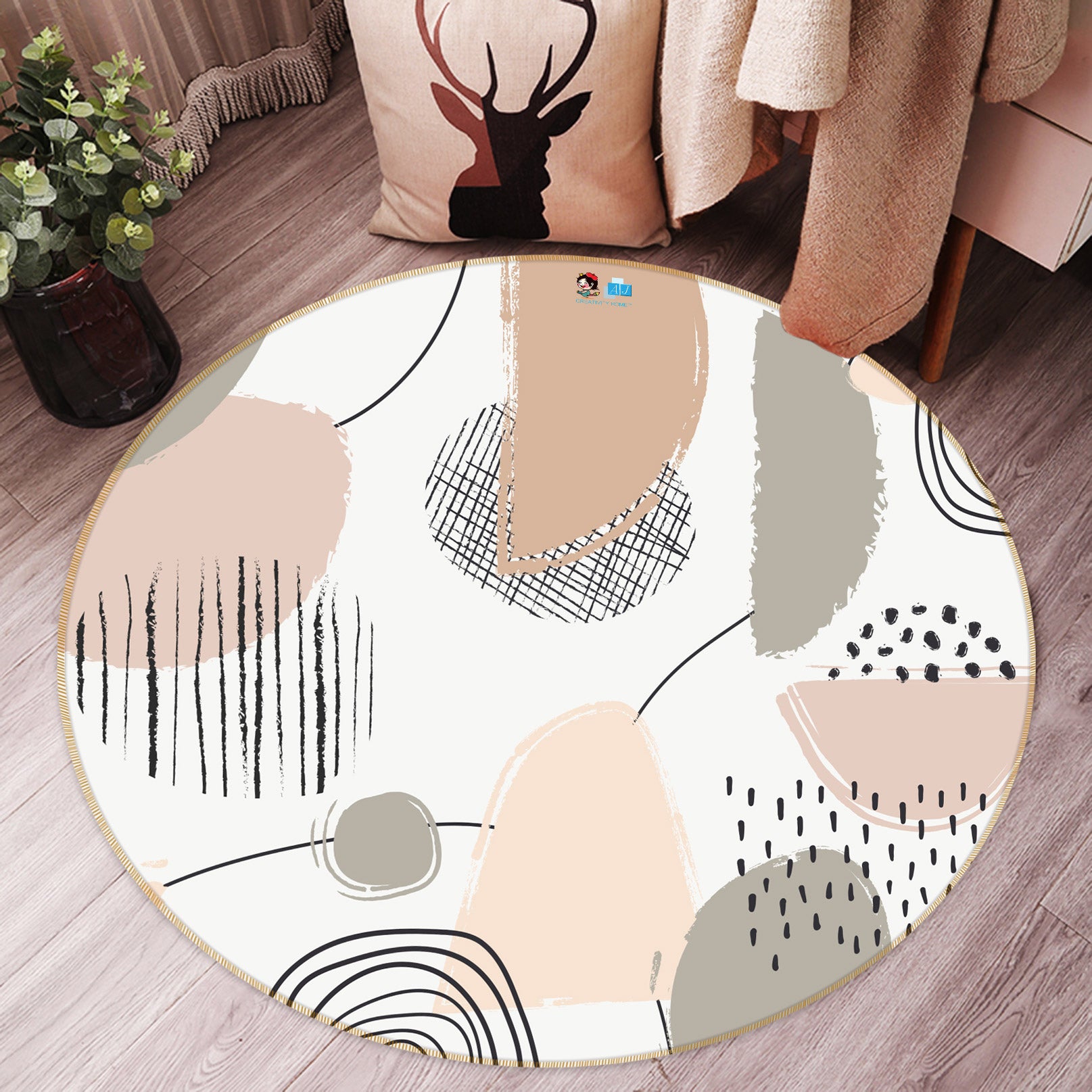 3D Pattern 81250 Round Non Slip Rug Mat