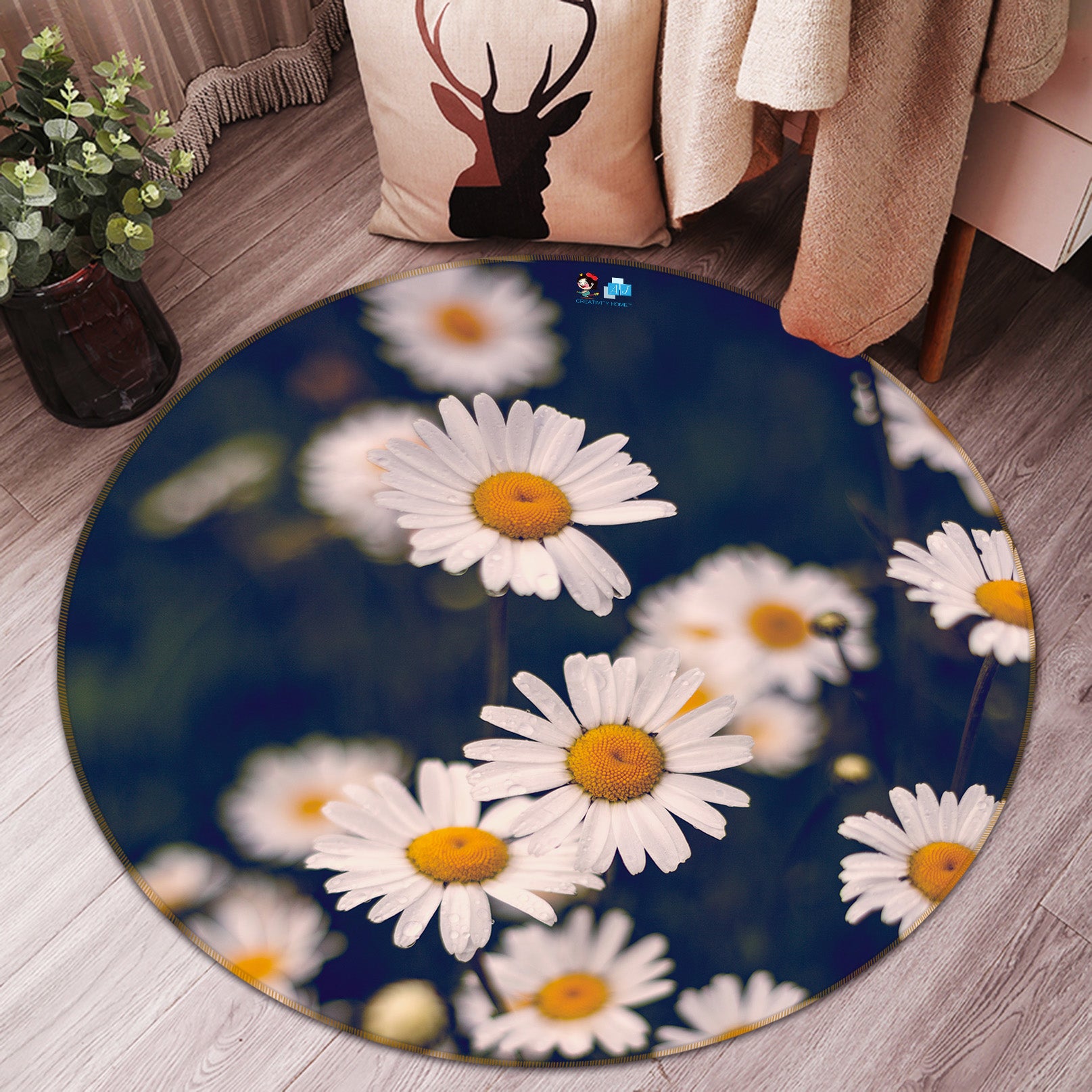 3D Daisy 71168 Round Non Slip Rug Mat