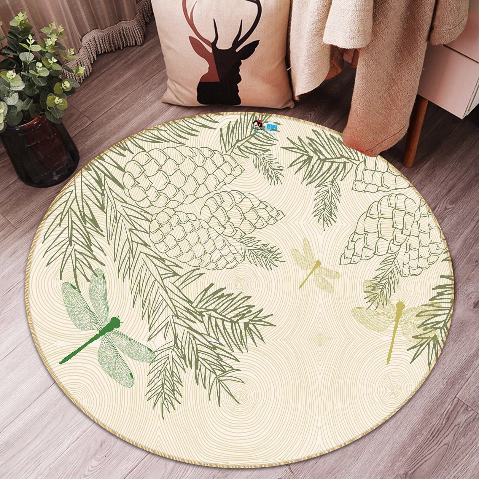 3D Dragonfly Grape 031 Round Non Slip Rug Mat Mat AJ Creativity Home 
