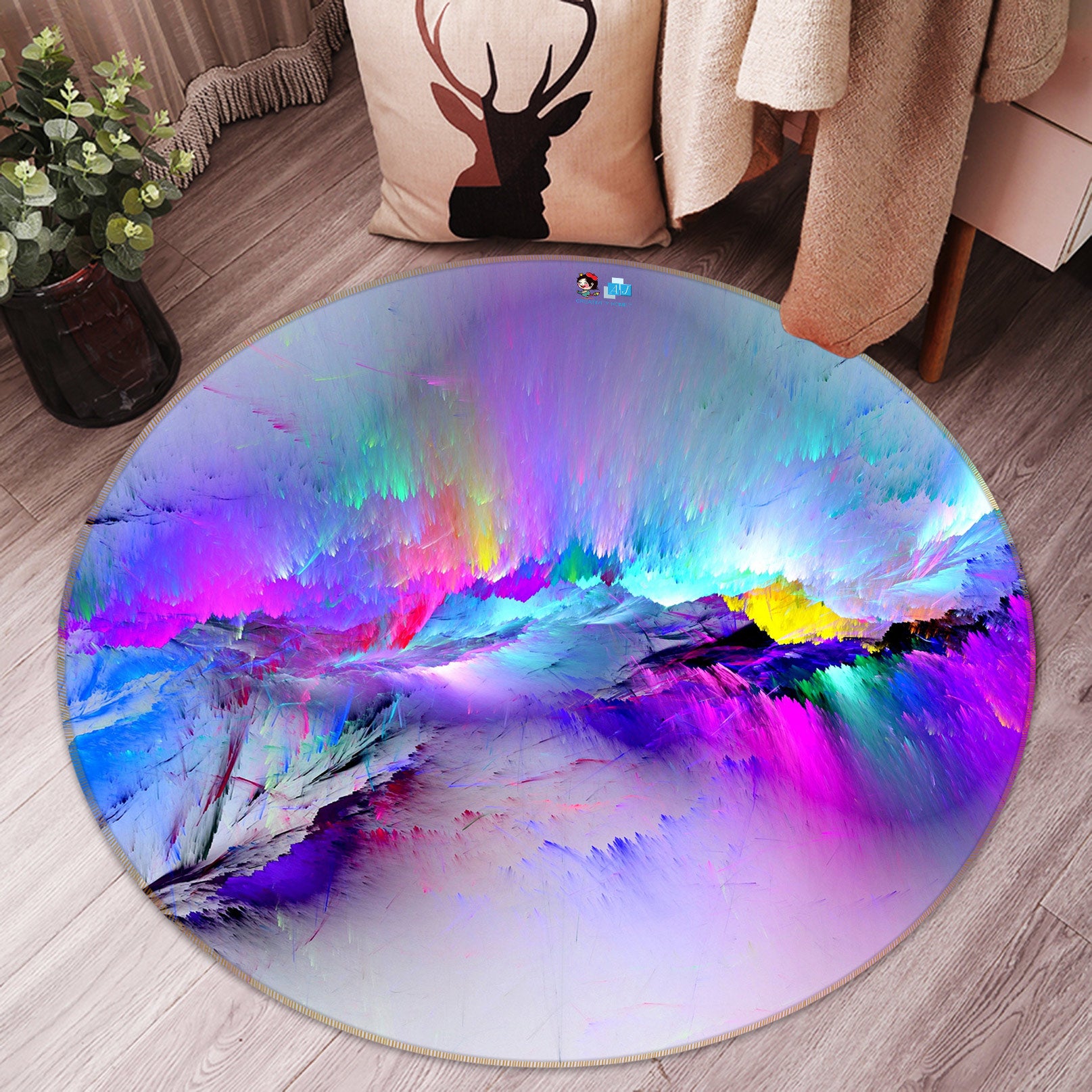 3D Color Abstract 72204 Round Non Slip Rug Mat