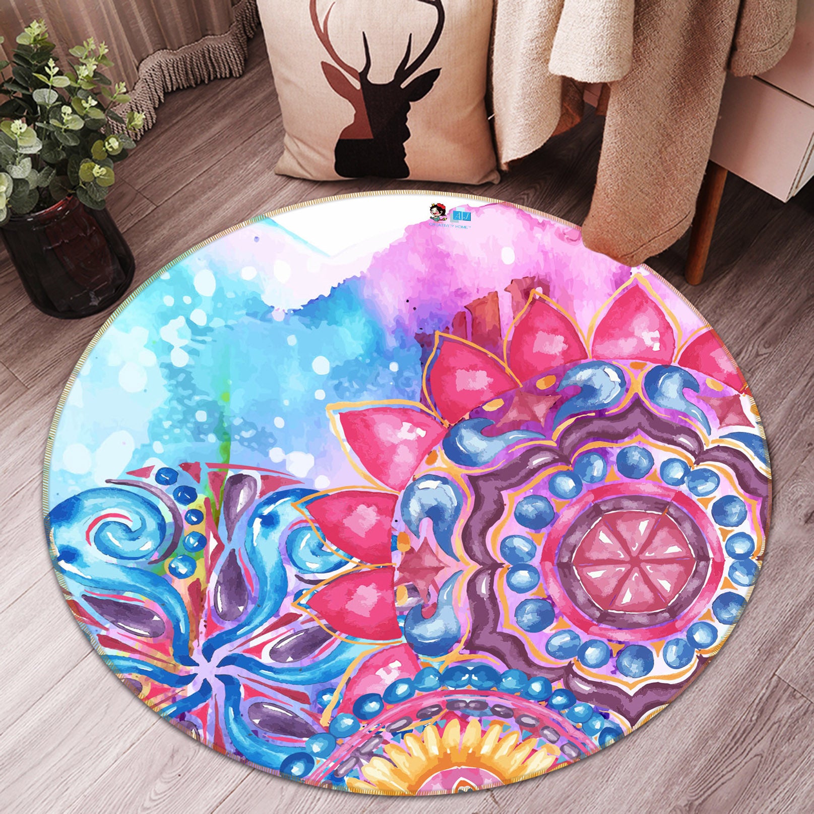 3D Pattern 71275 Round Non Slip Rug Mat