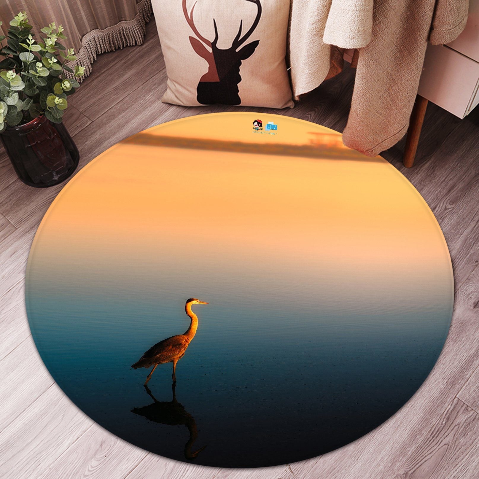 3D Grus Japonensis 2849 Round Non Slip Rug Mat Mat AJ Creativity Home 