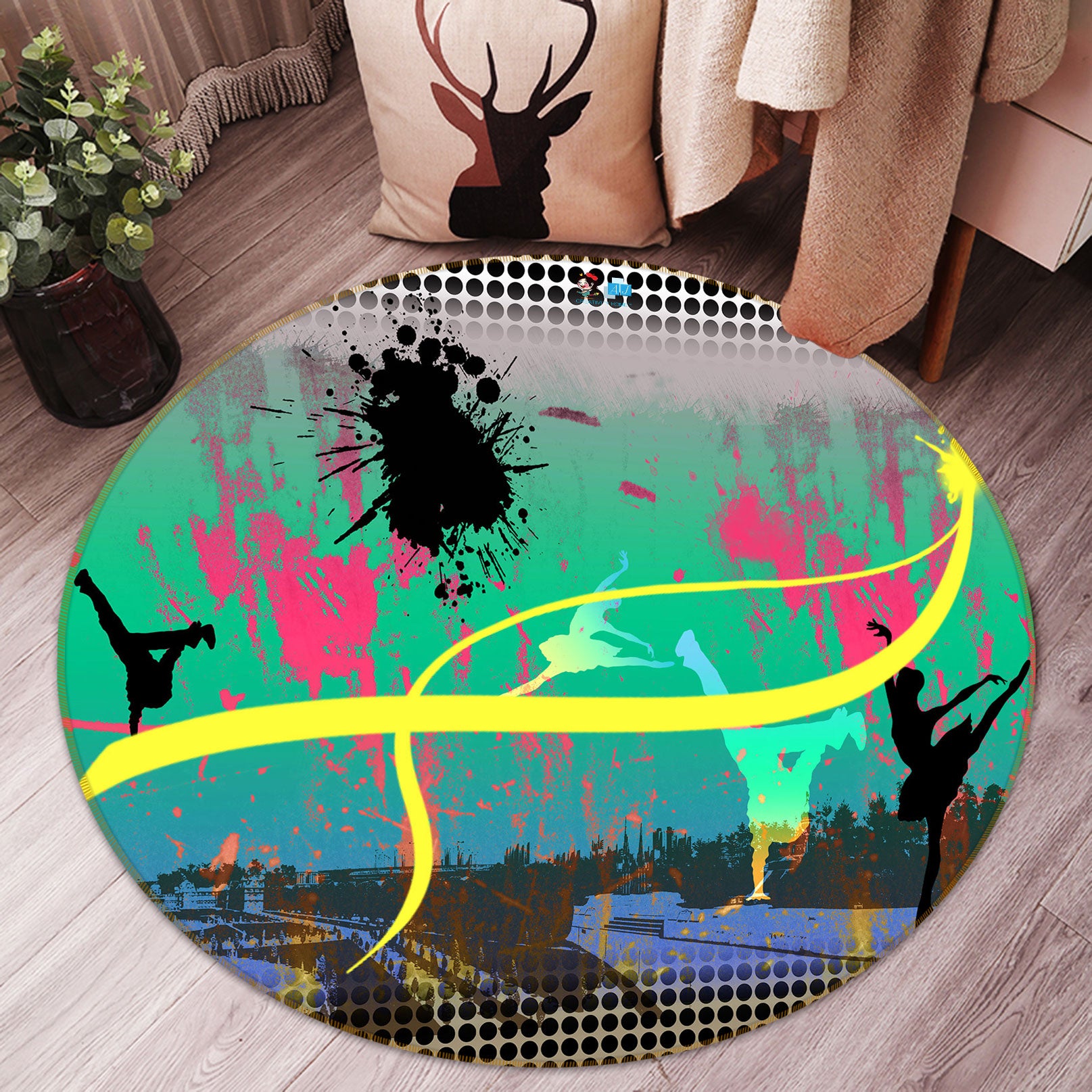 3D Graffiti 80300 Round Non Slip Rug Mat