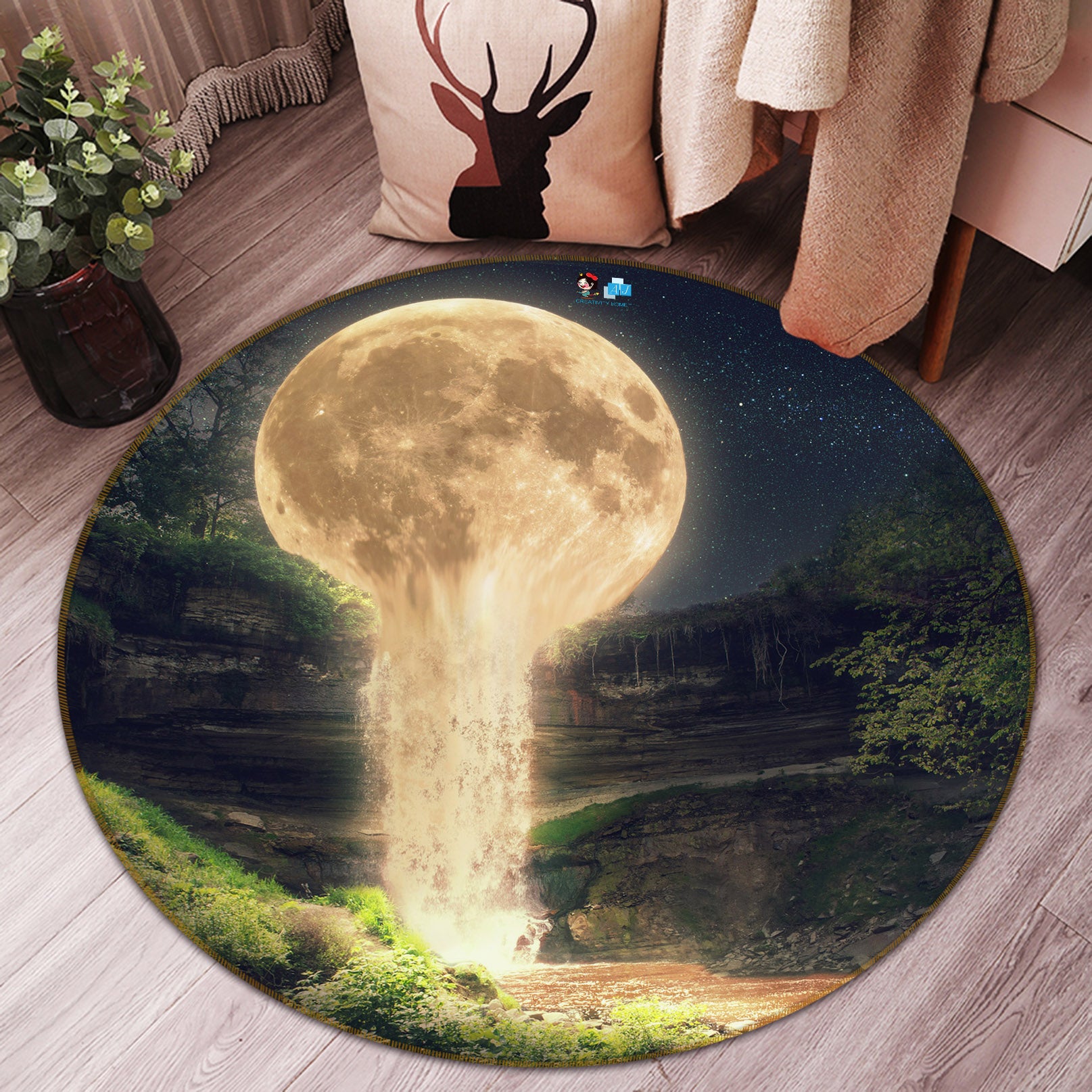 3D Moon 69179 Round Non Slip Rug Mat