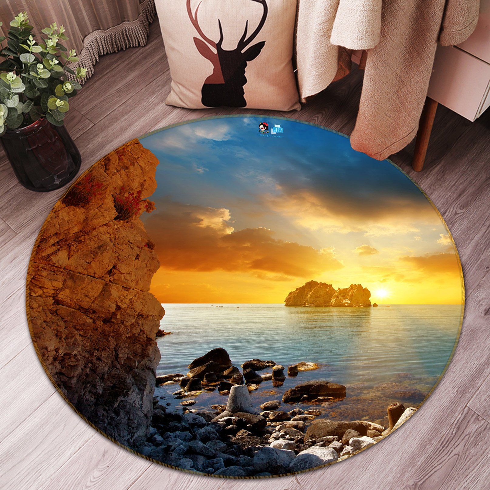 3D Dusk Stone 063 Round Non Slip Rug Mat Mat AJ Creativity Home 