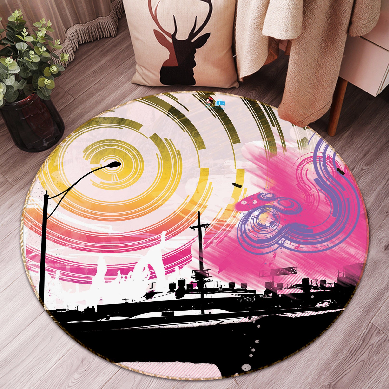 3D Graffiti 74068 Round Non Slip Rug Mat