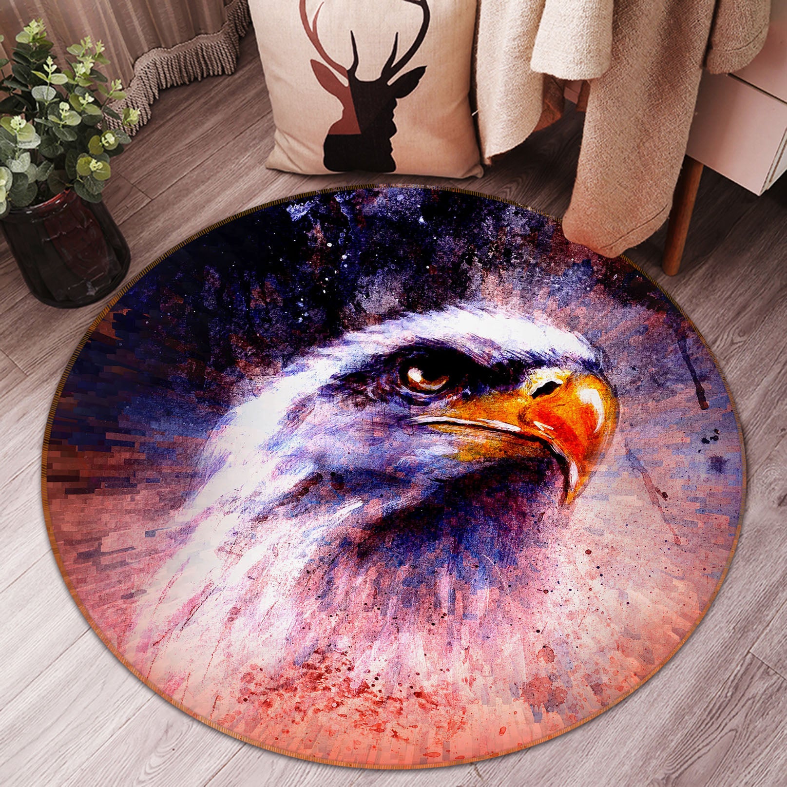 3D Eagle 37222 Animal Round Non Slip Rug Mat