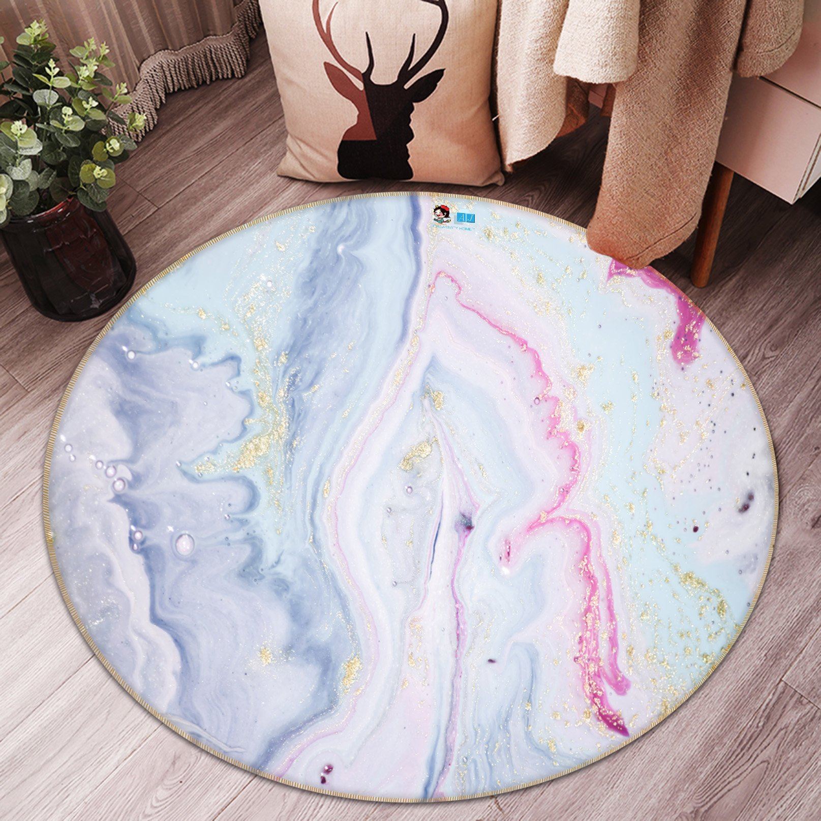 3D Layers Of Light Blue Waves 155 Round Non Slip Rug Mat Mat AJ Creativity Home 