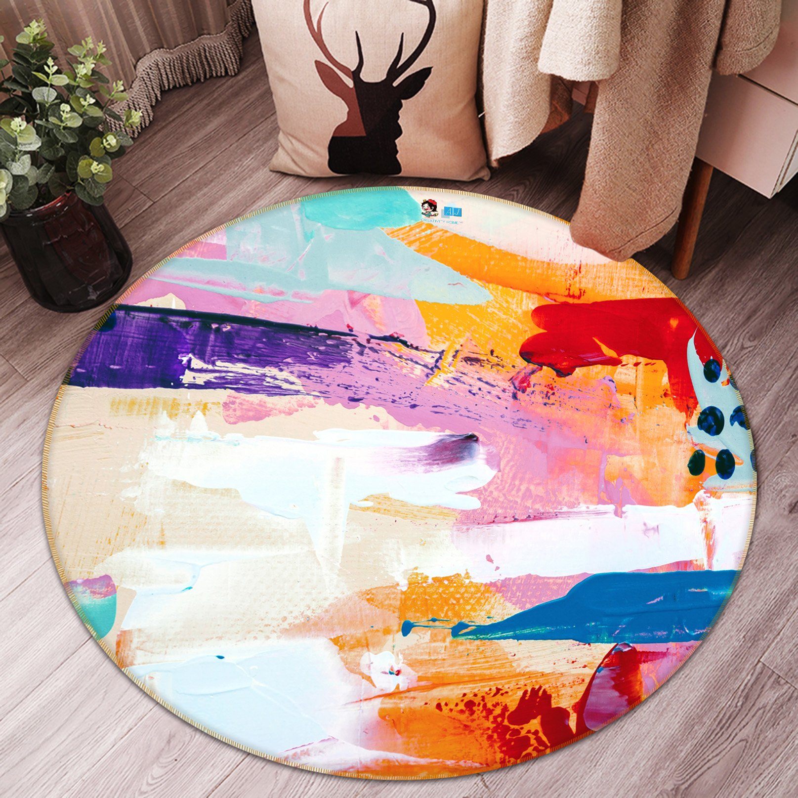3D Color Pattern 3716 Round Non Slip Rug Mat Mat AJ Creativity Home 