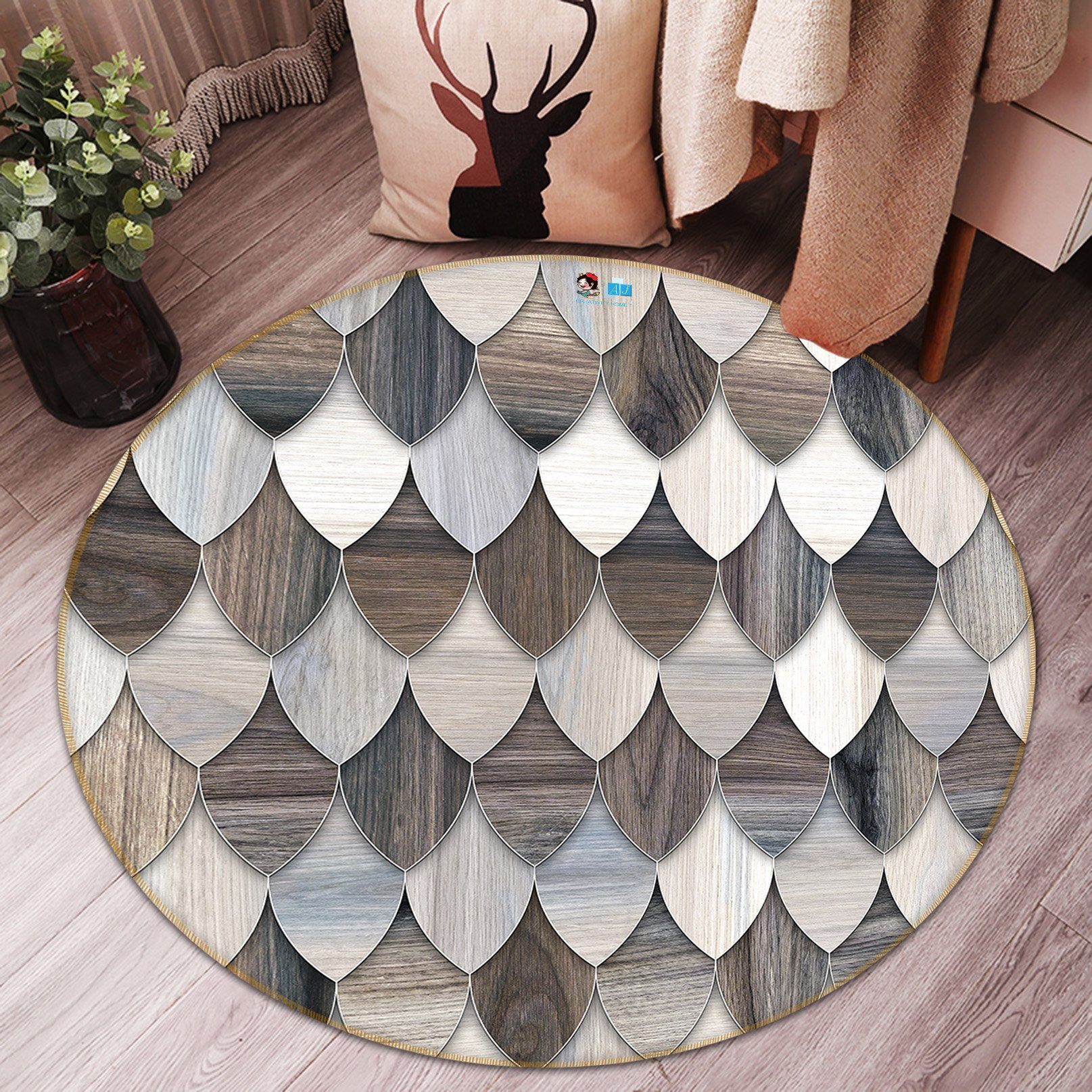 3D Sense Of Level 6956 Round Non Slip Rug Mat Mat AJ Creativity Home 