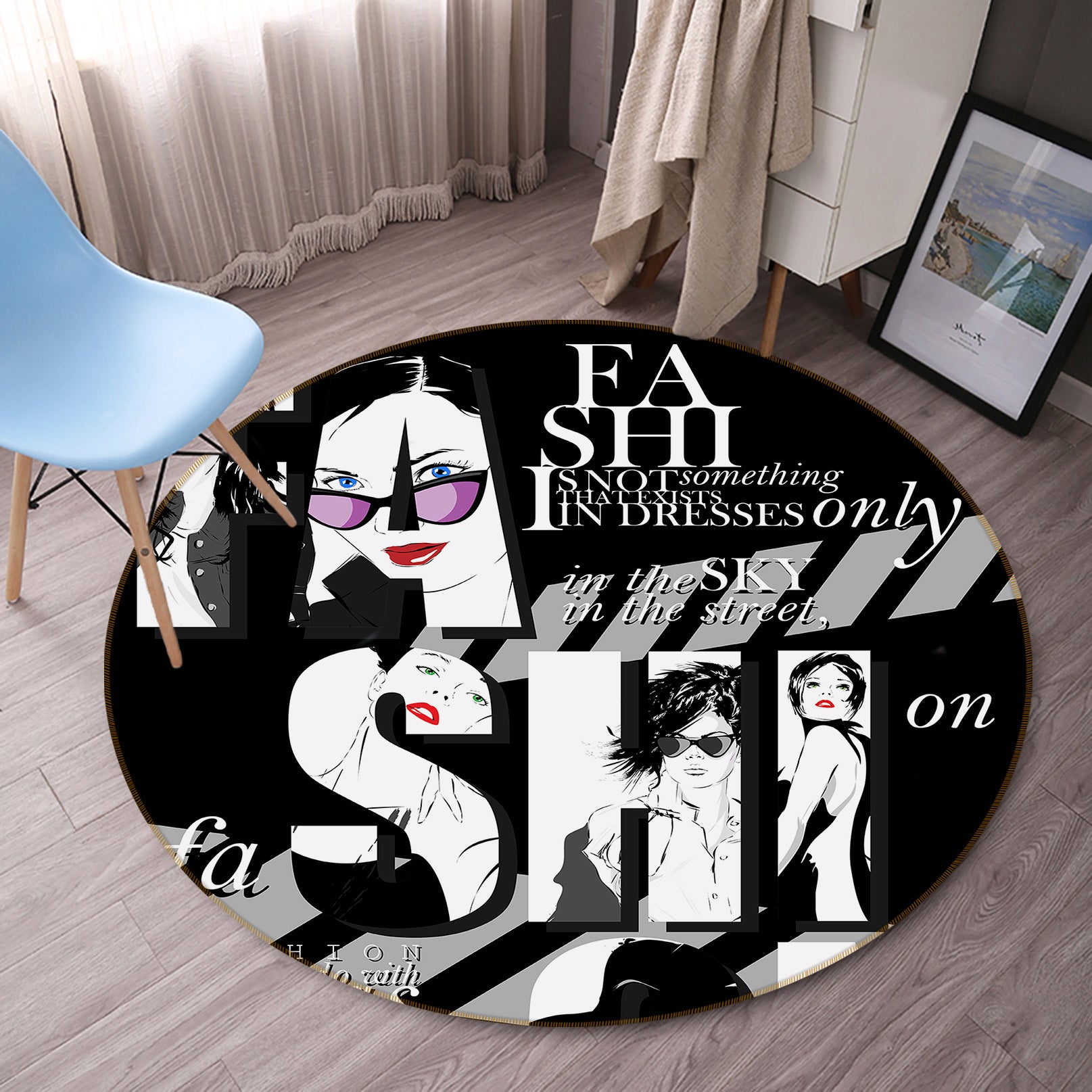 3D Beauty Letter 36229 Round Non Slip Rug Mat