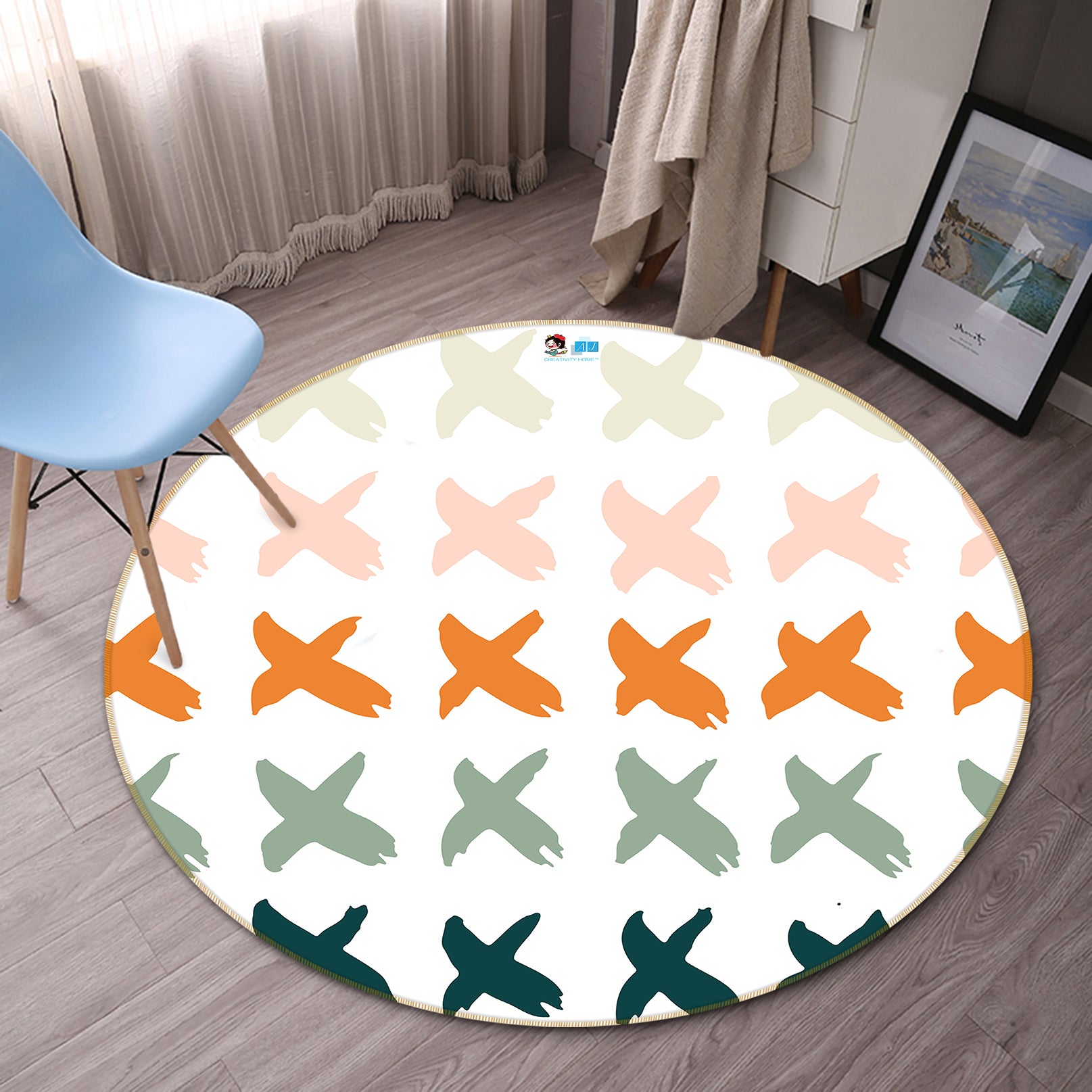 3D Colorful Cross Pattern 10588 Kashmira Jayaprakash Rug Round Non Slip Rug Mat