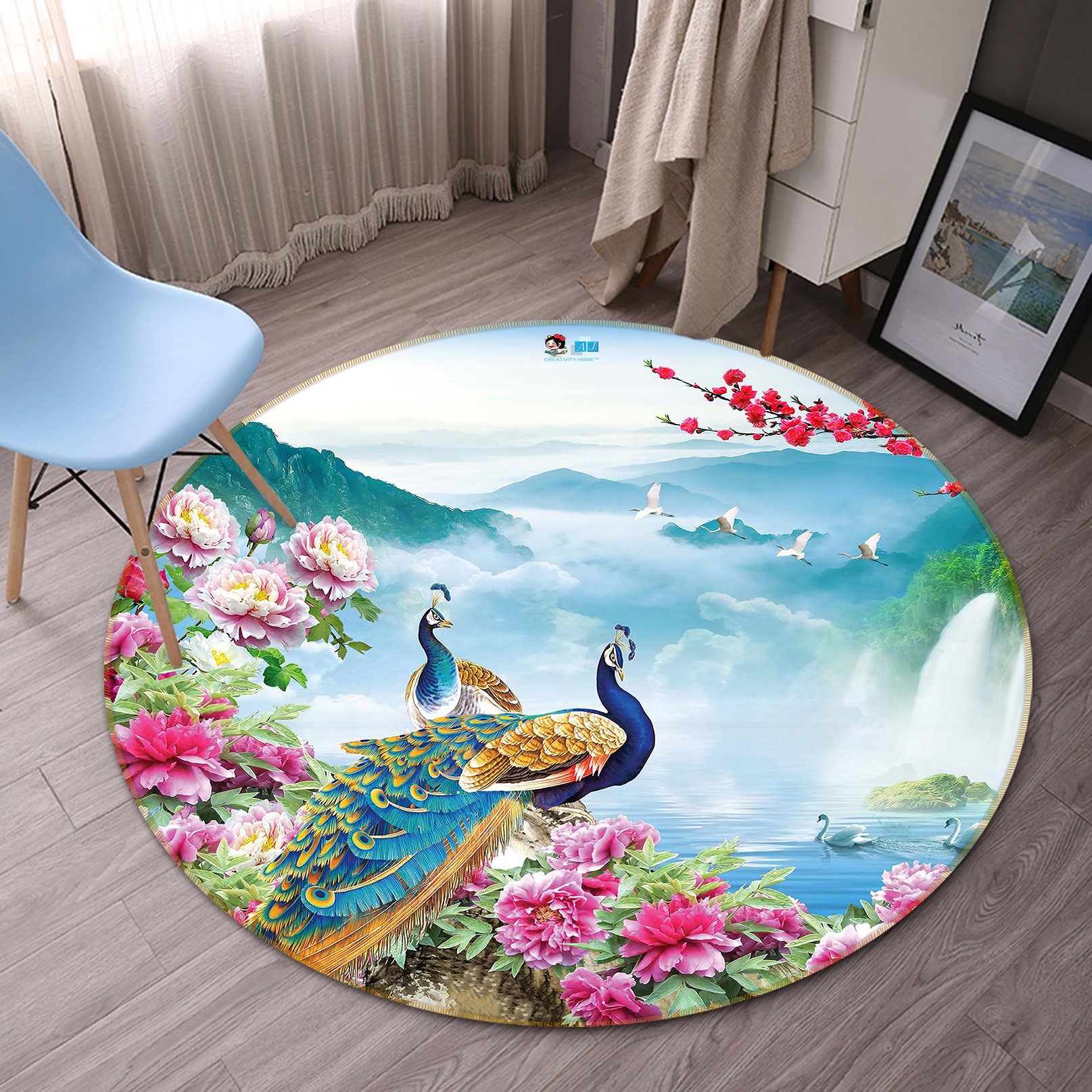 3D Proud Peacock 025 Round Non Slip Rug Mat Mat AJ Creativity Home 