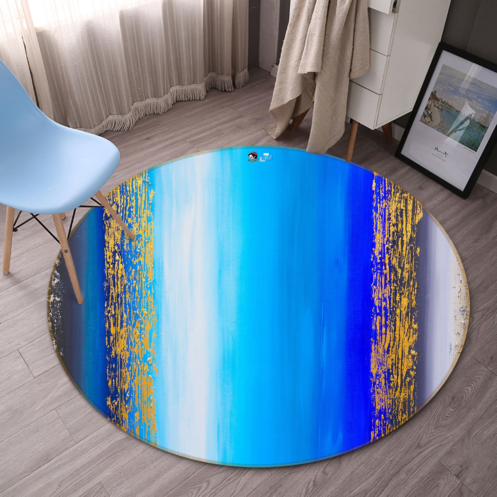 3D Blue Ocean Painting 865 Skromova Marina Rug Round Non Slip Rug Mat