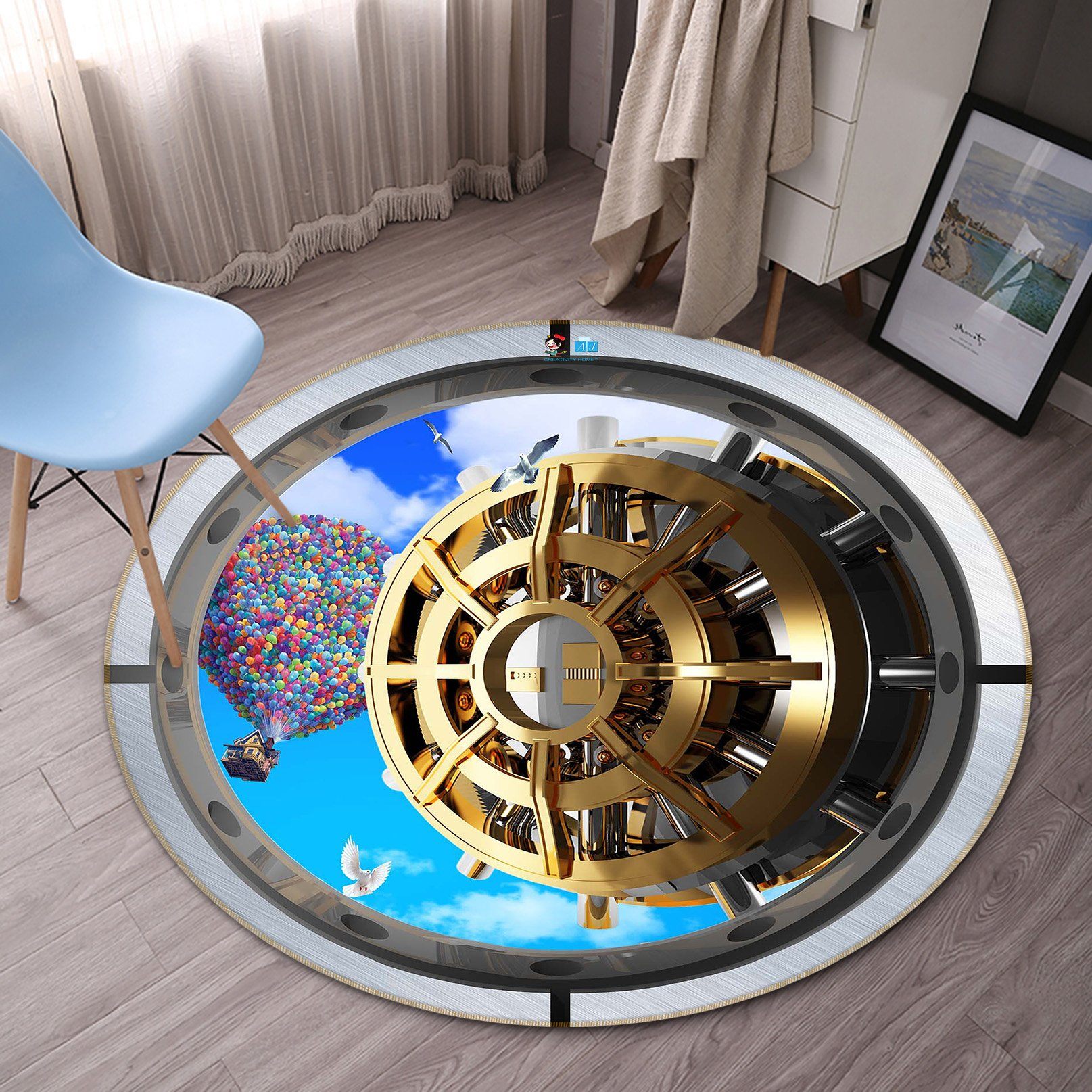 3D Balloon House 036 Round Non Slip Rug Mat Mat AJ Creativity Home 
