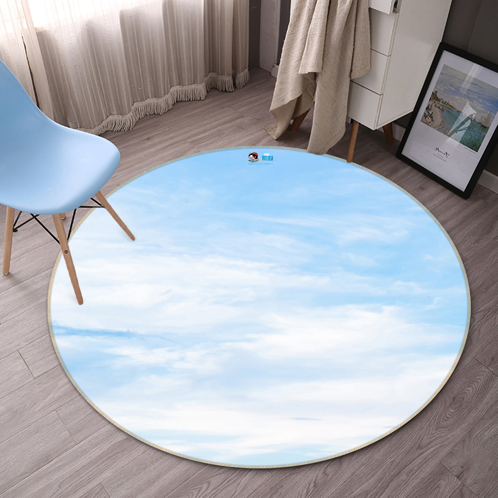 3D Sky Clouds 74181 Round Non Slip Rug Mat