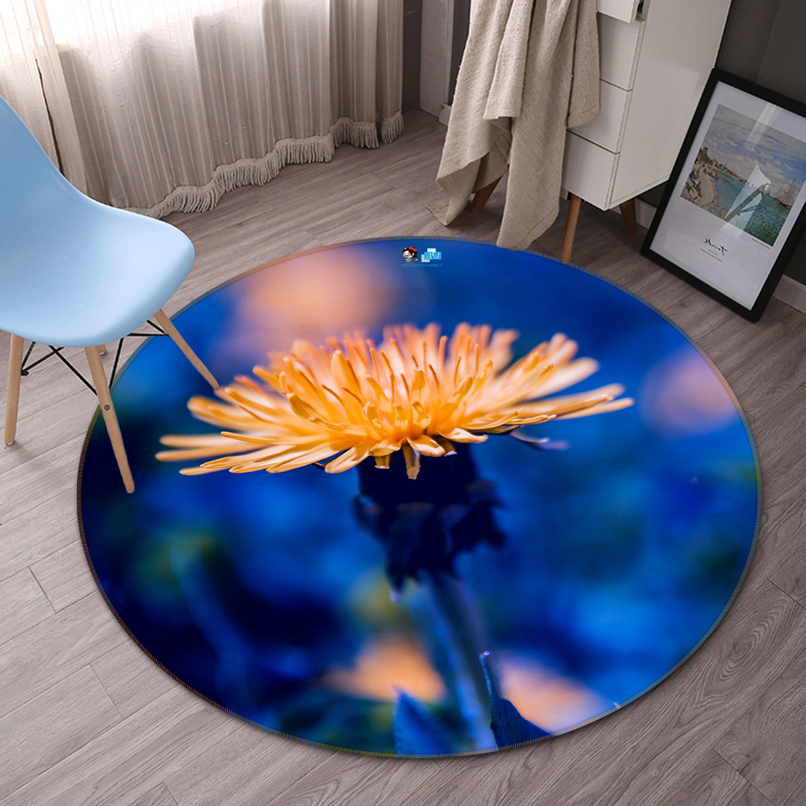 3D Flowers 81091 Round Non Slip Rug Mat