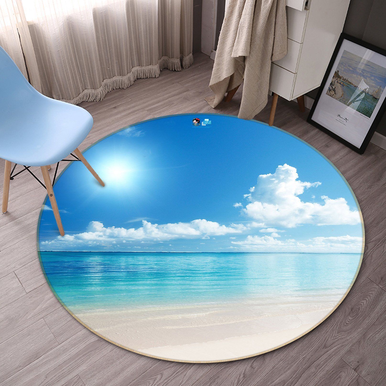 3D Blue Sea Scenery 43 Round Non Slip Rug Mat Mat AJ Creativity Home 