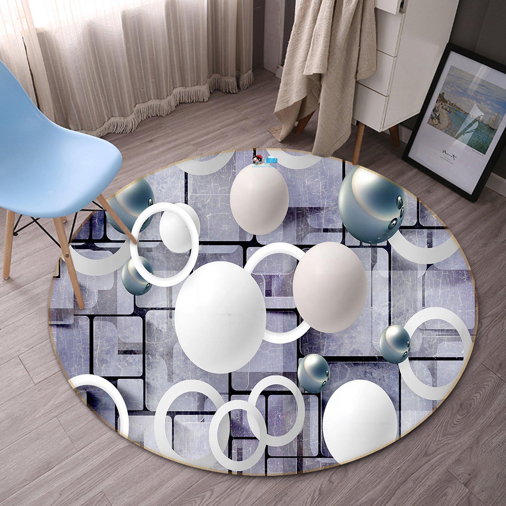 3D White Circle 4721 Round Non Slip Rug Mat Mat AJ Creativity Home 