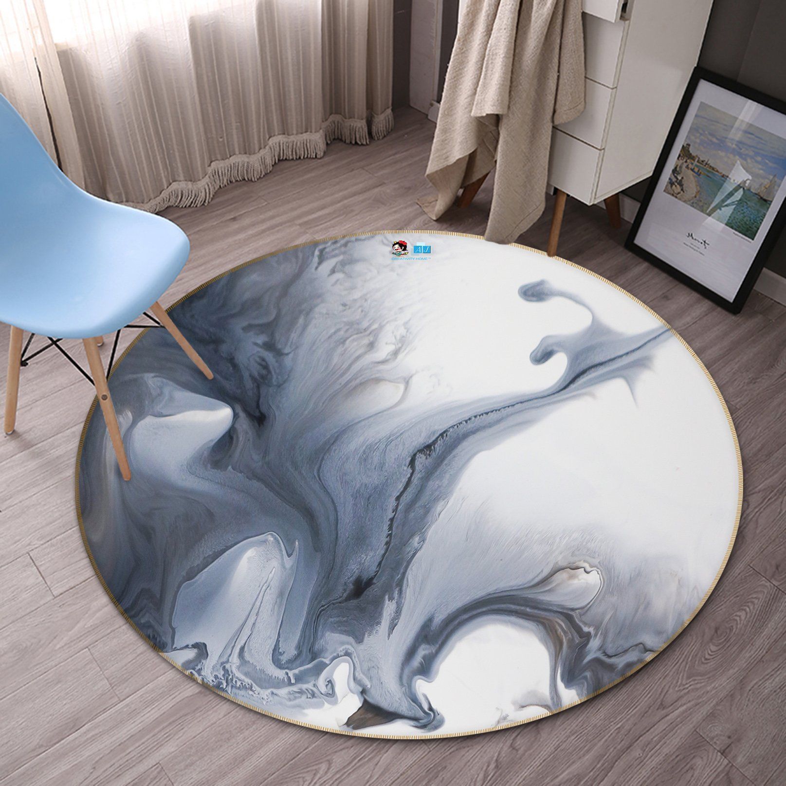 3D Dark Color Pattern 1439 Round Non Slip Rug Mat Mat AJ Creativity Home 