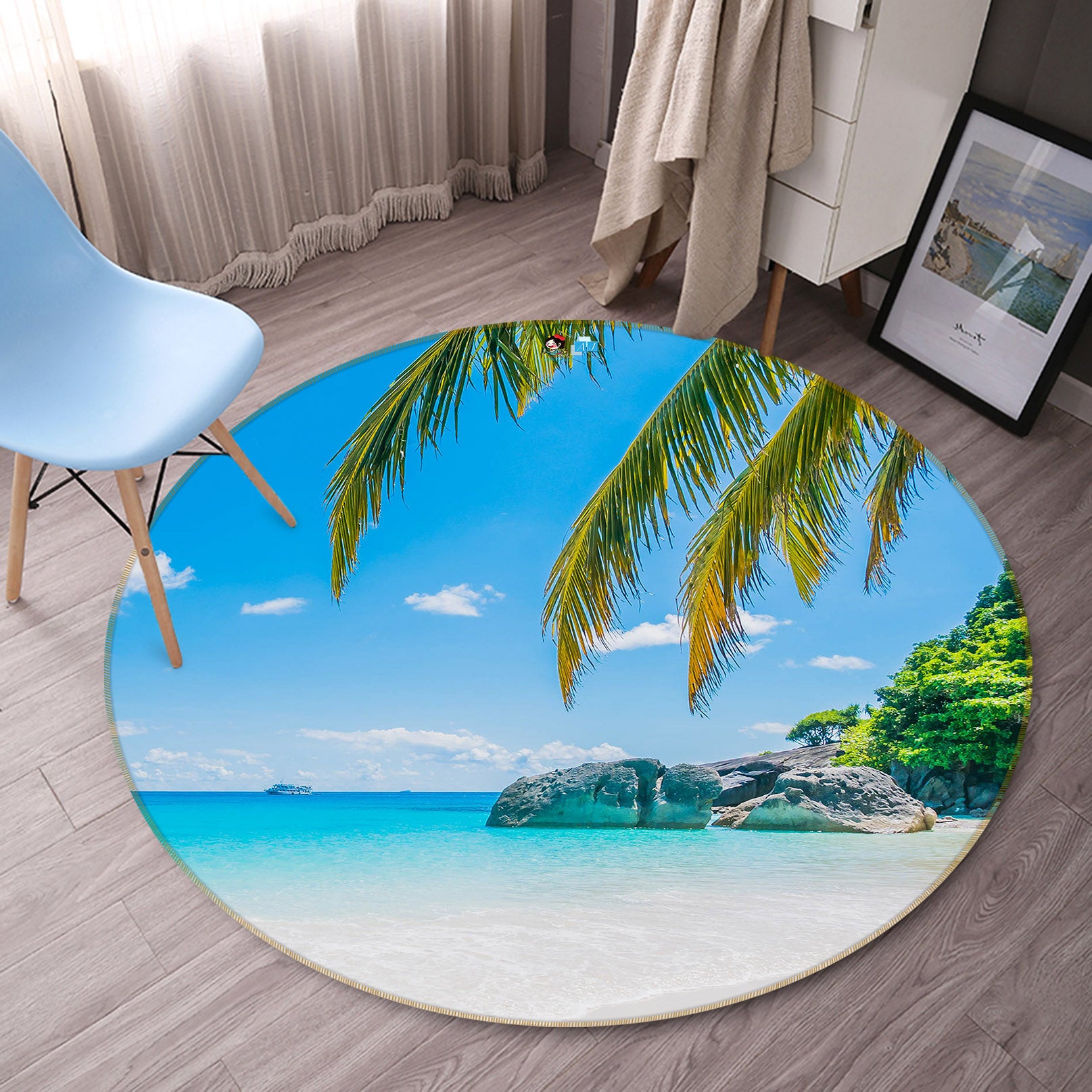 3D Sea Coconut 75101 Round Non Slip Rug Mat