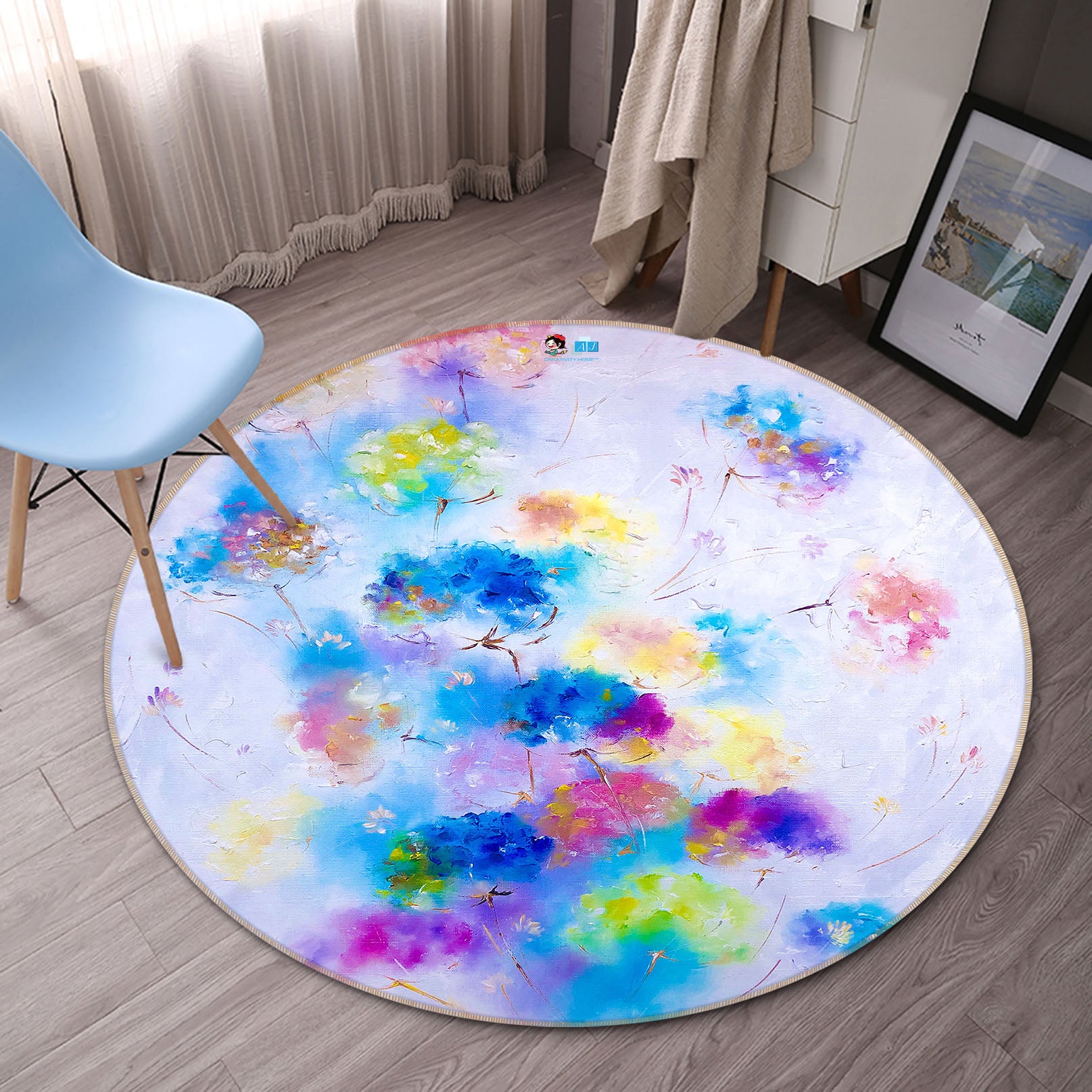 3D Colorful Flowers 899 Skromova Marina Rug Round Non Slip Rug Mat