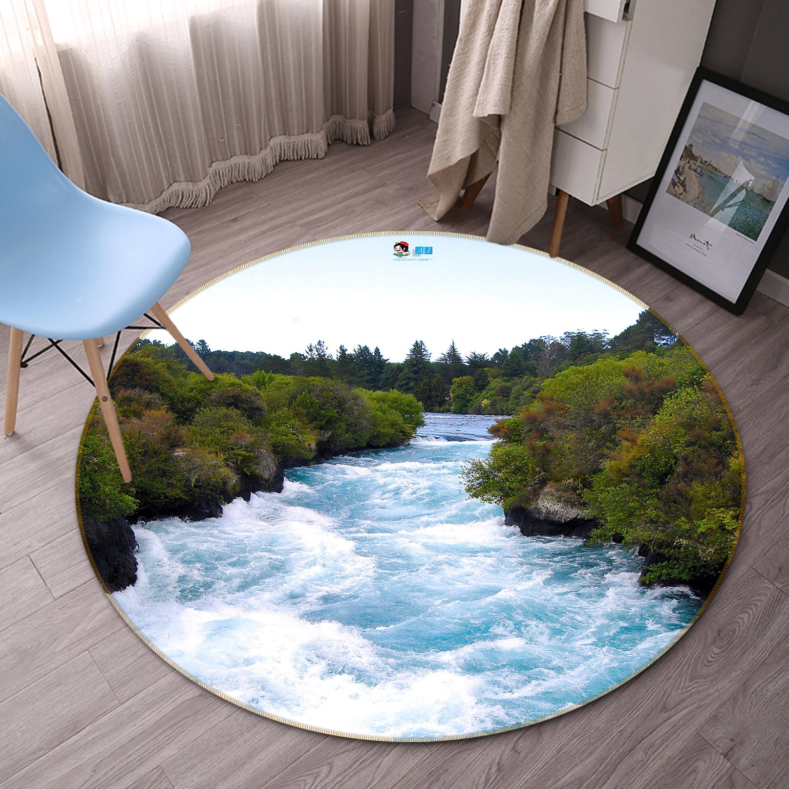 3D River 74106 Round Non Slip Rug Mat