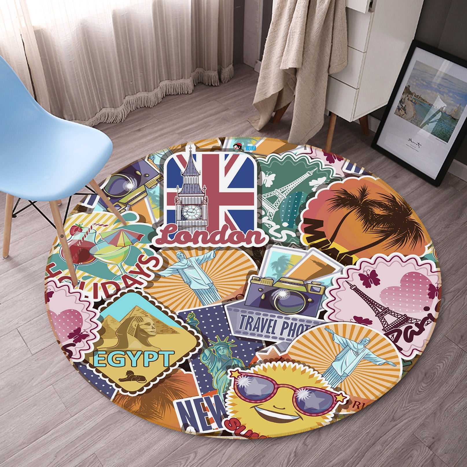 3D Landmarks 75054 Round Non Slip Rug Mat