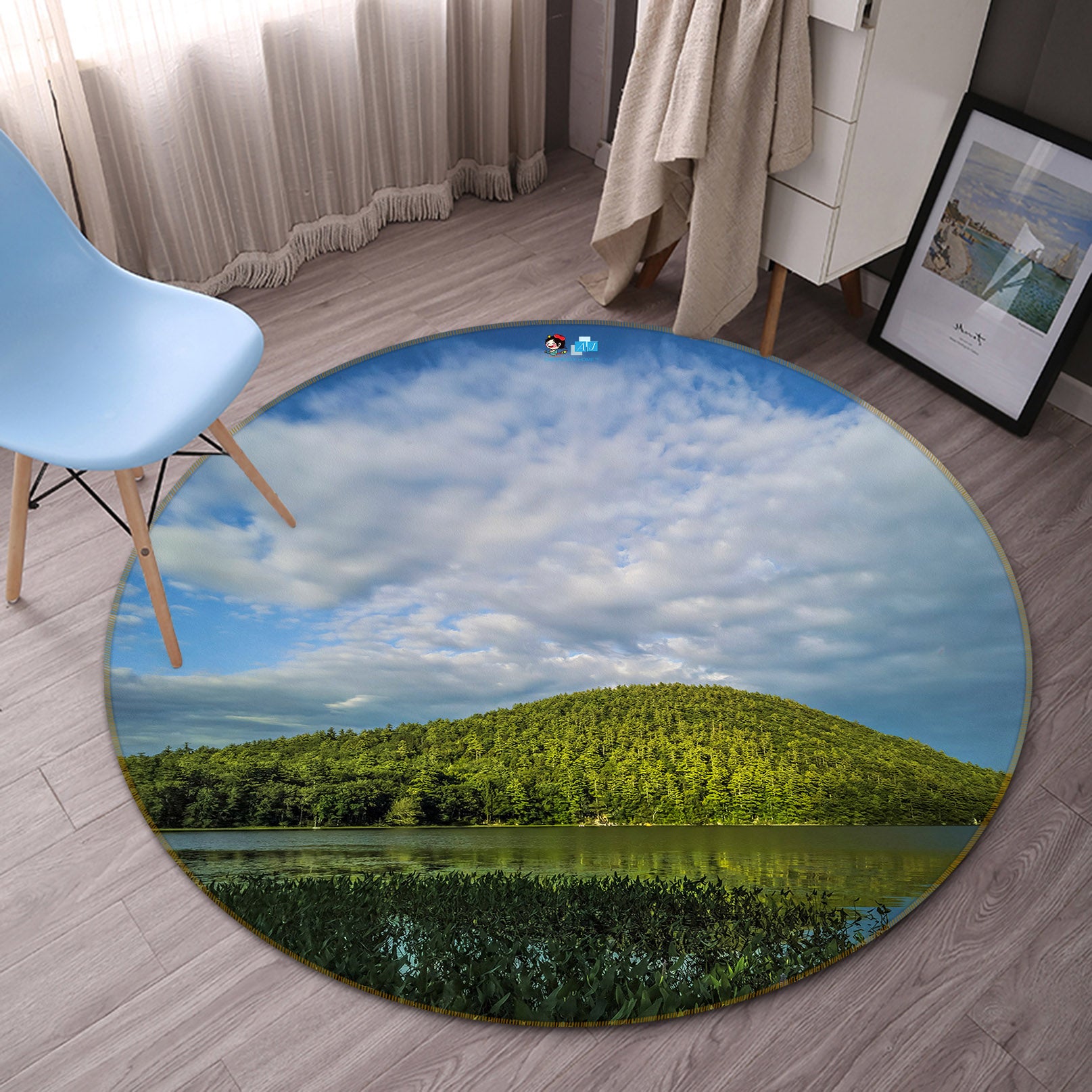 3D Sky Lake 85109 Jerry LoFaro Rug Round Non Slip Rug Mat
