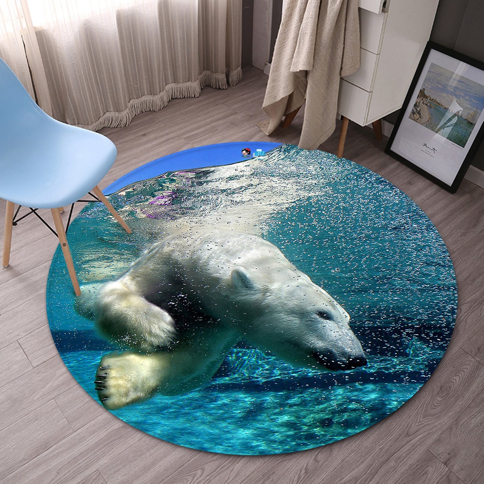 3D Polar Bear 567 Round Non Slip Rug Mat Mat AJ Creativity Home 