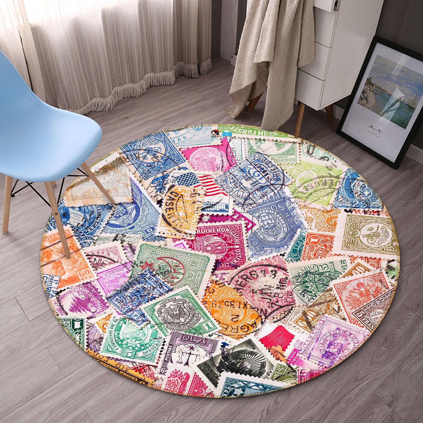 3D Stamp 64138 Round Non Slip Rug Mat