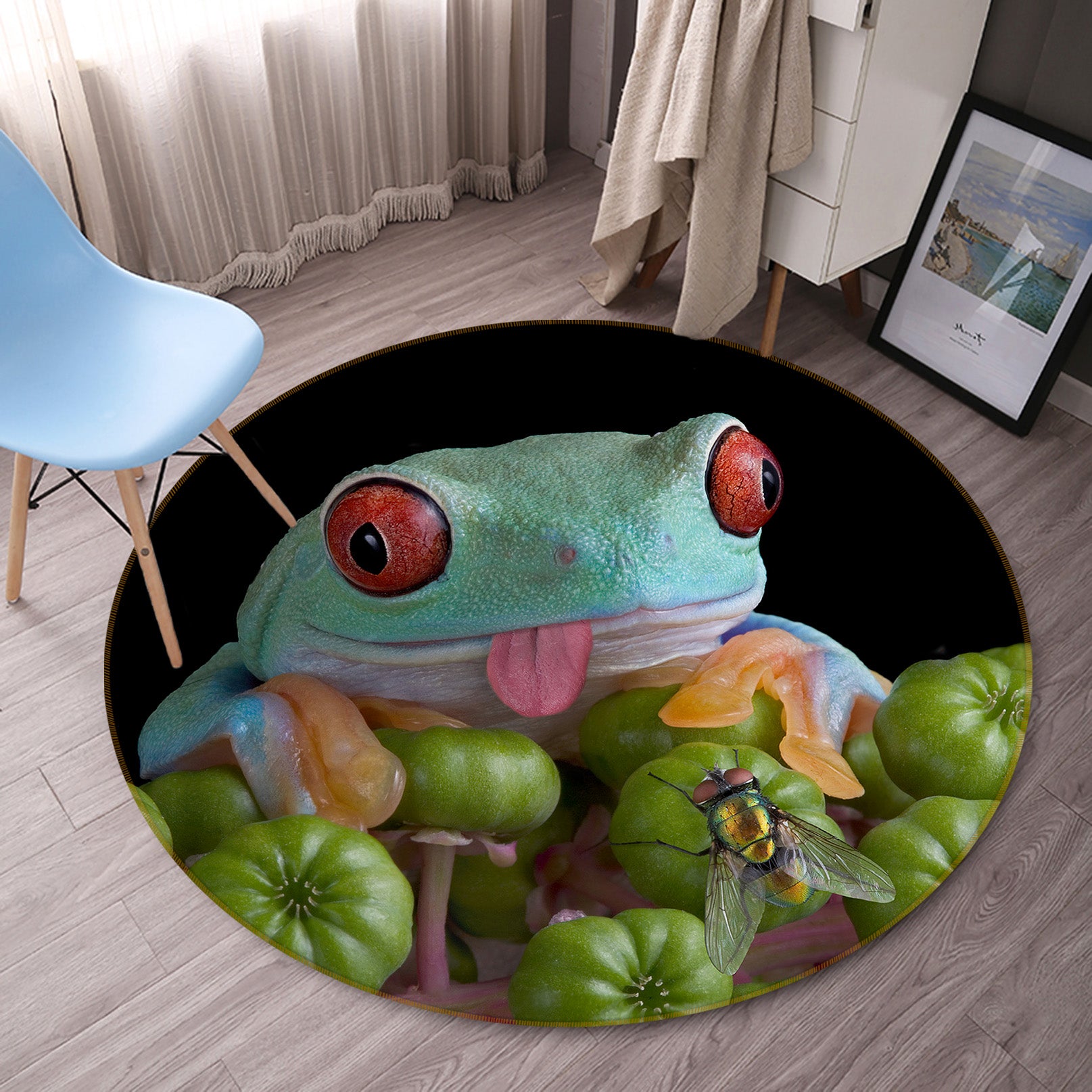 3D Frog 82014 Animal Round Non Slip Rug Mat