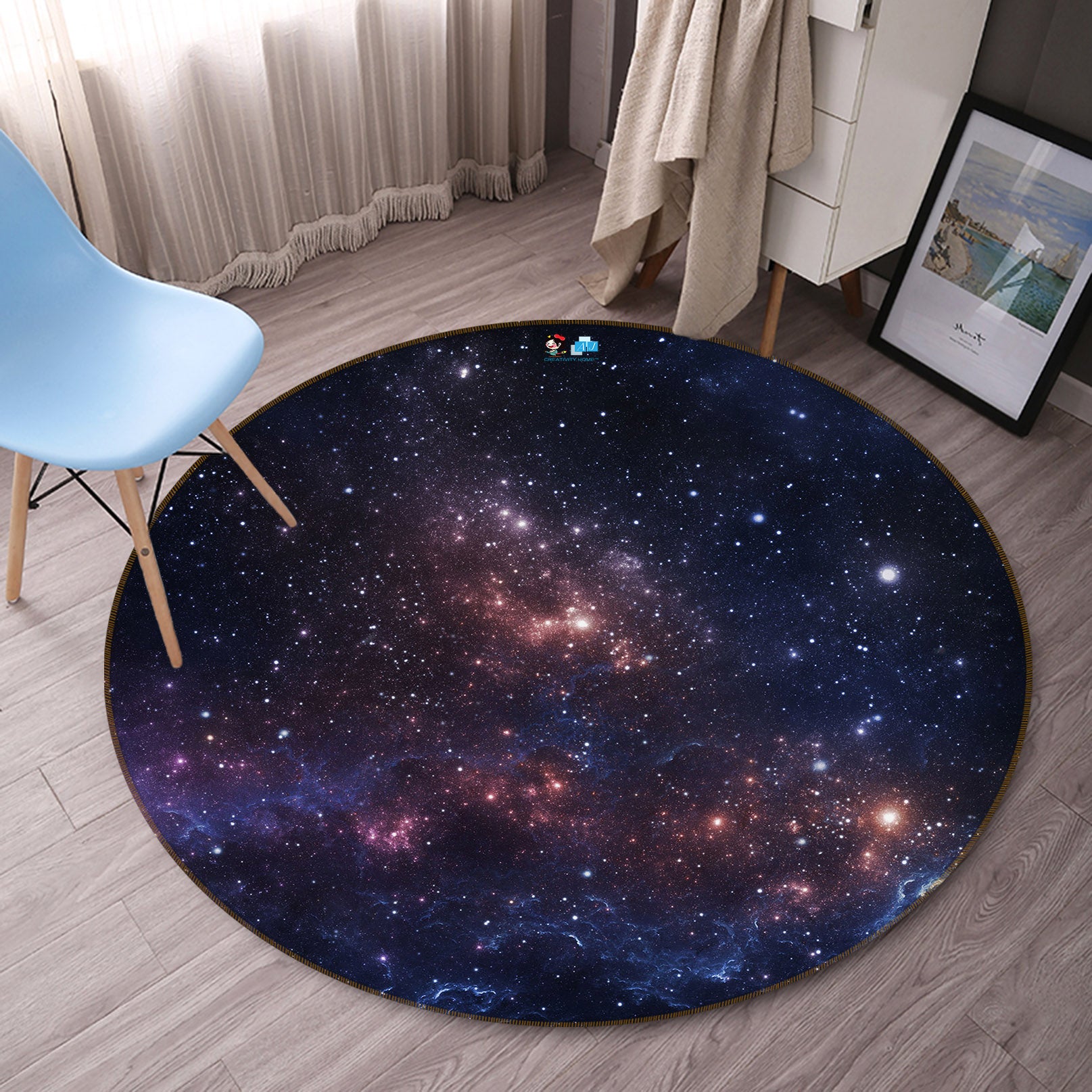 3D Starry Sky 74090 Round Non Slip Rug Mat