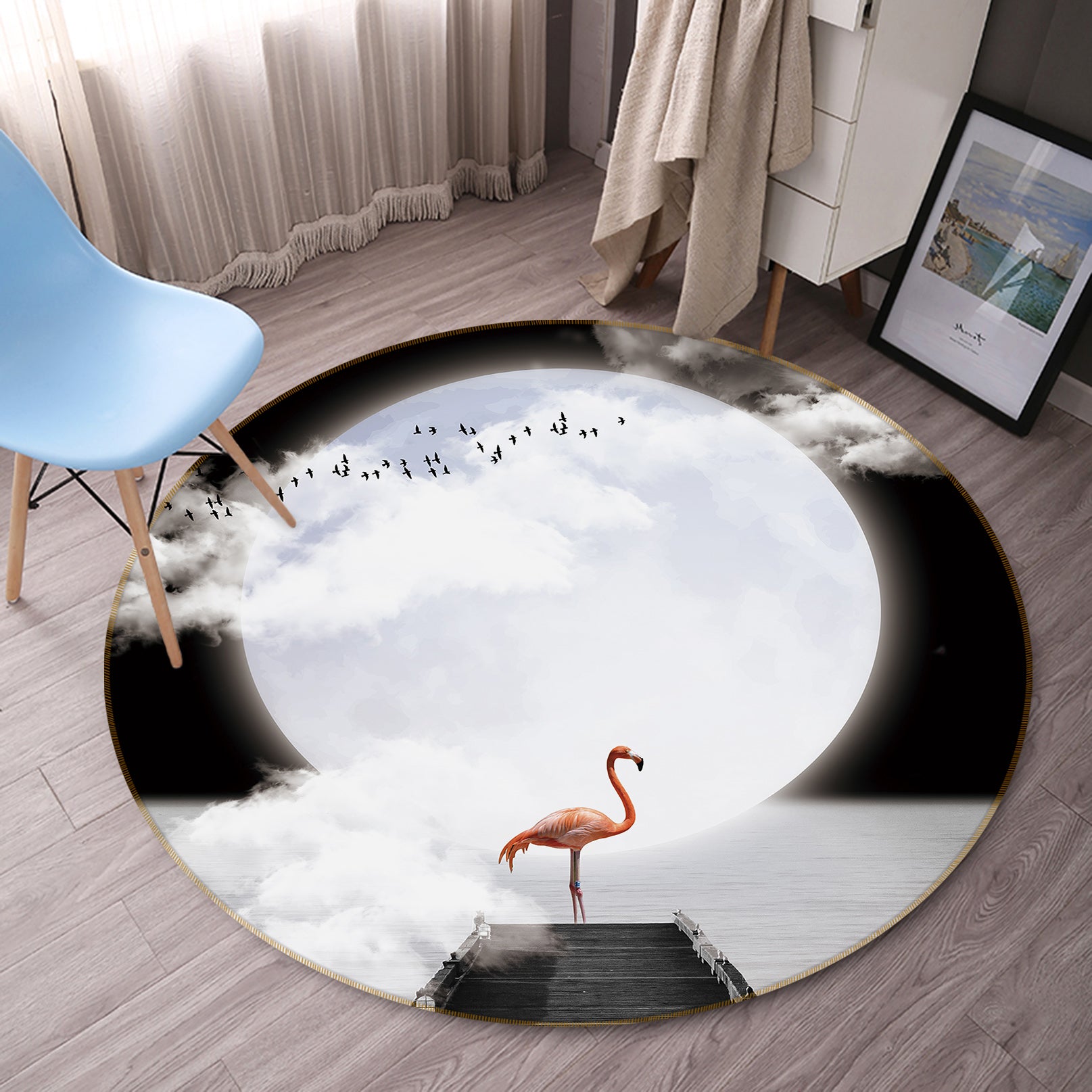 3D Flamingo 82030 Animal Round Non Slip Rug Mat