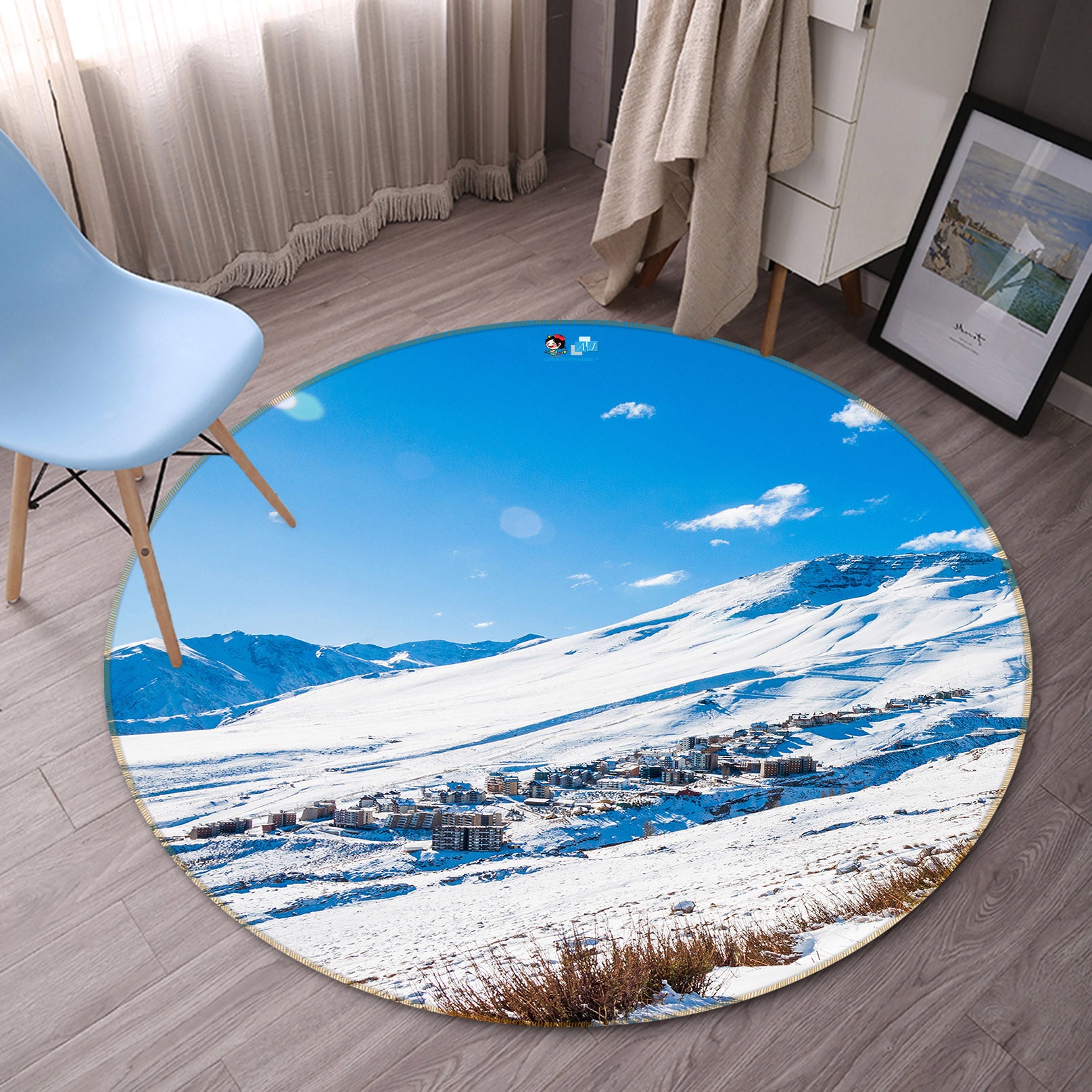 3D Snowfield 81104 Round Non Slip Rug Mat
