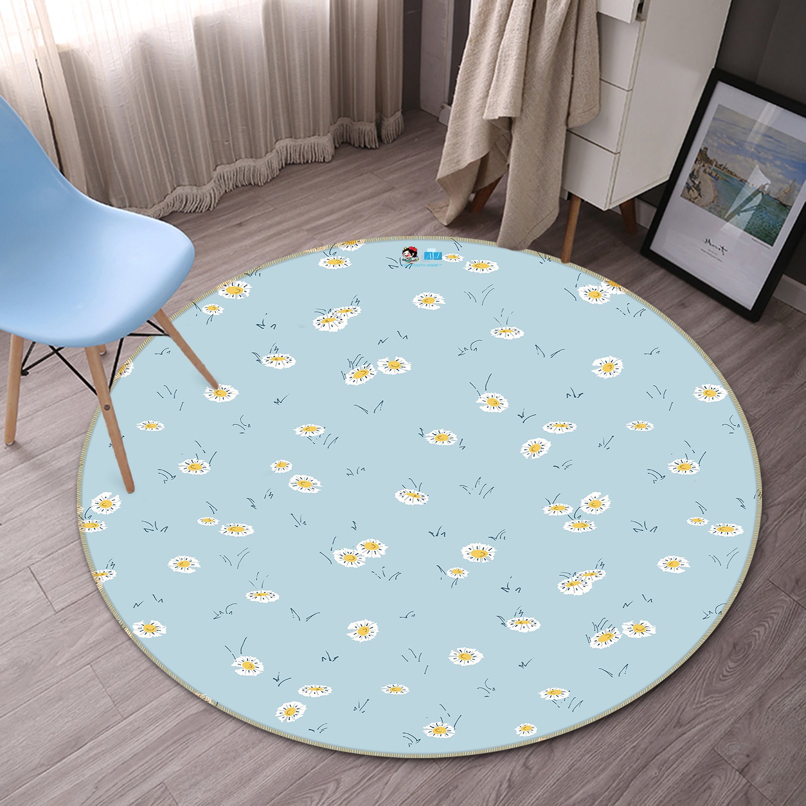 3D Small Daisy Pattern 10563 Kashmira Jayaprakash Rug Round Non Slip Rug Mat