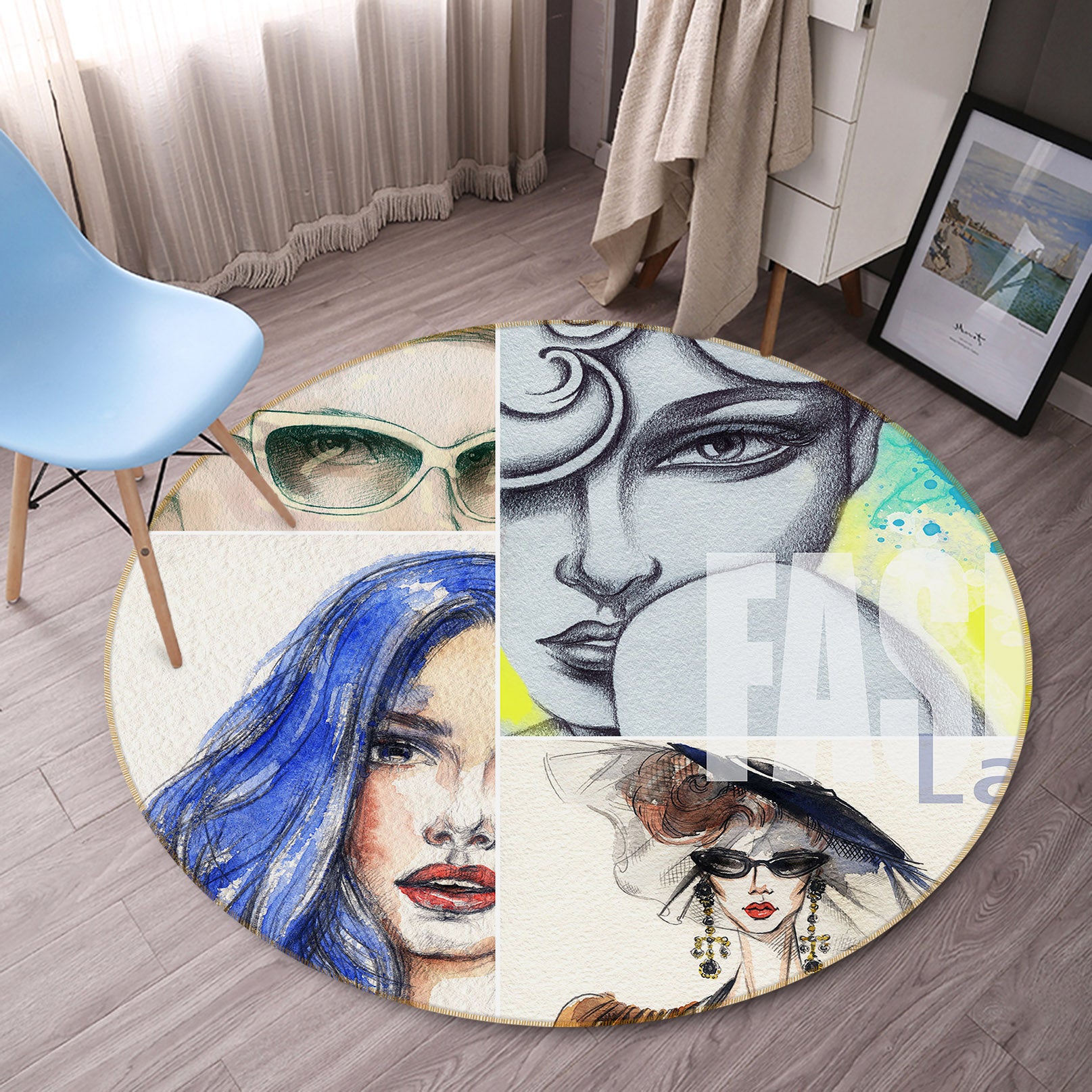 3D Beauty 36216 Round Non Slip Rug Mat