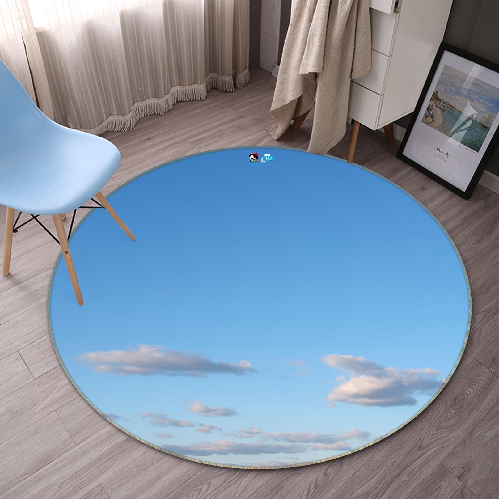 3D Sky Clouds 7389 Assaf Frank Rug Round Non Slip Rug Mat