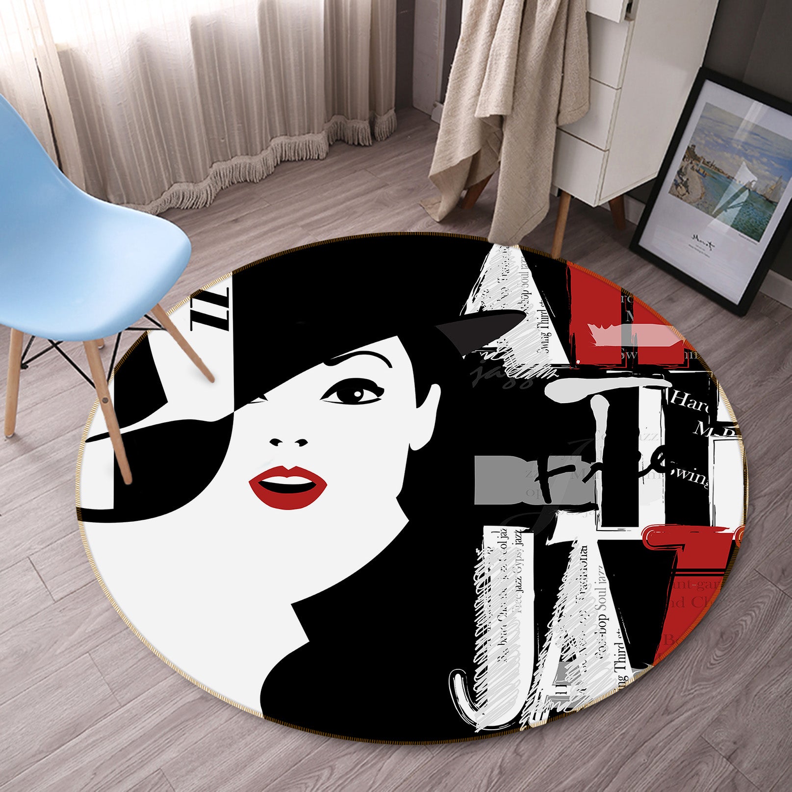 3D Beautiful Girl 37017 Round Non Slip Rug Mat
