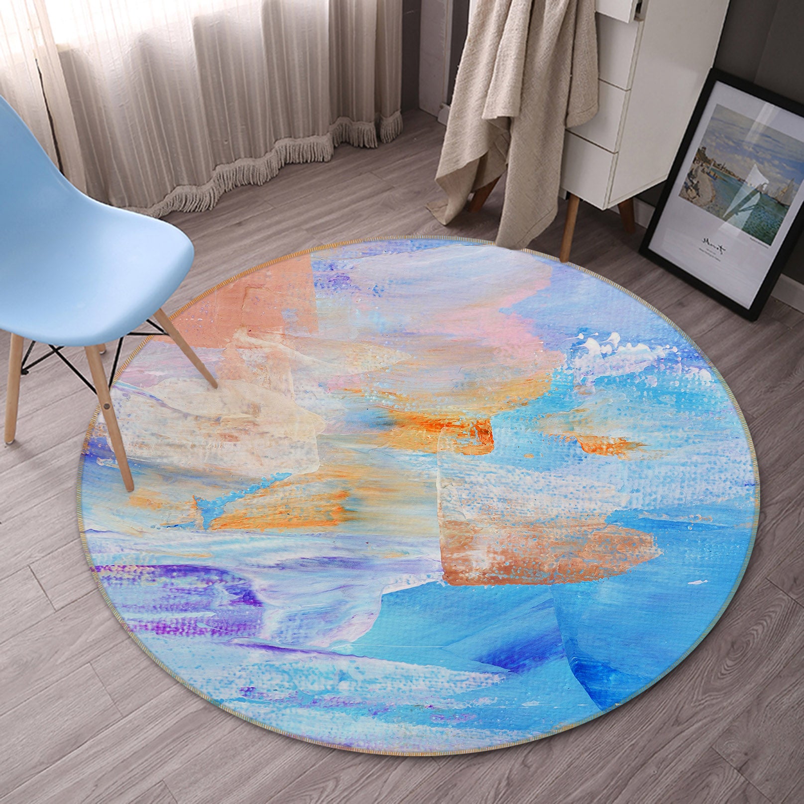 3D Color 71261 Round Non Slip Rug Mat