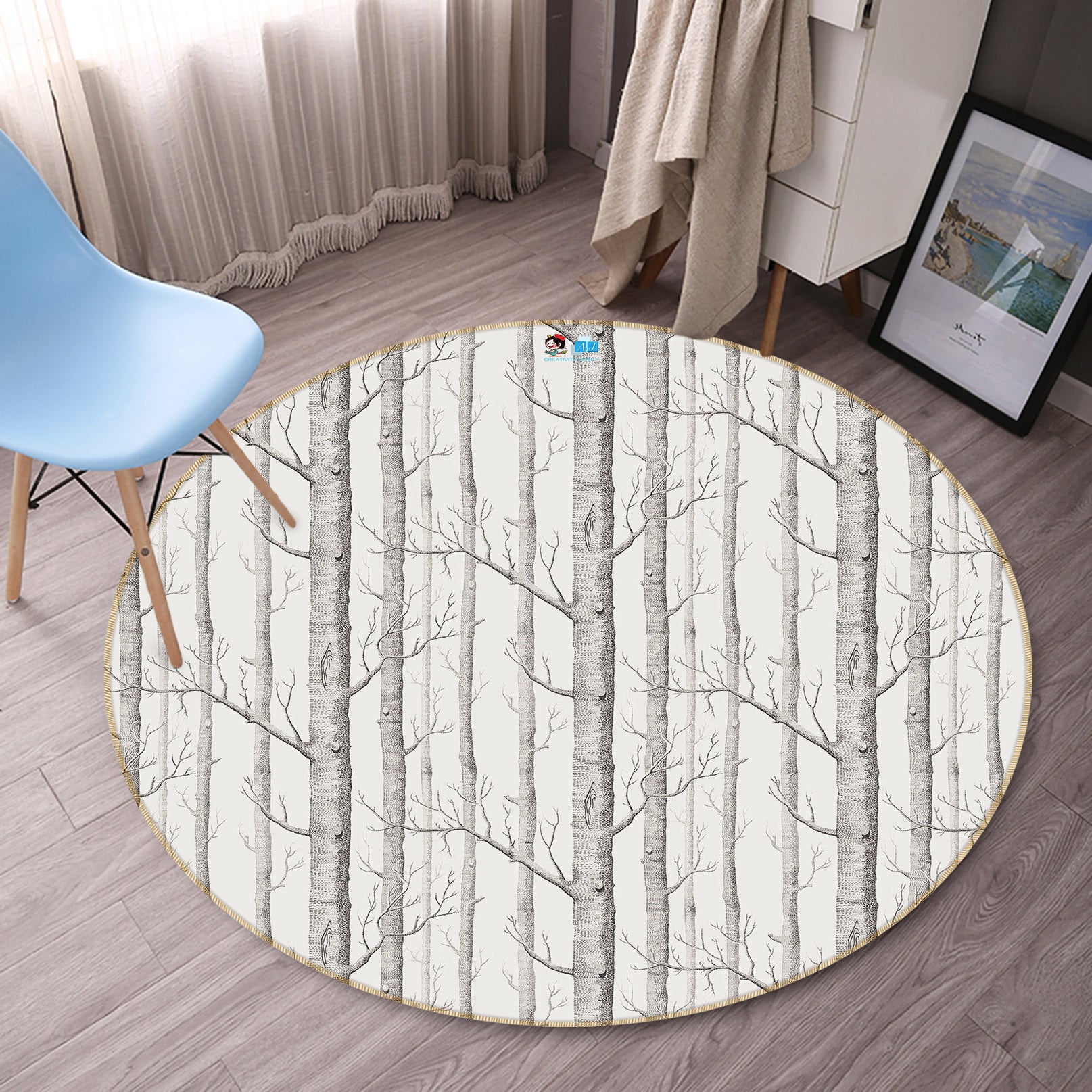 3D Forest 74067 Round Non Slip Rug Mat