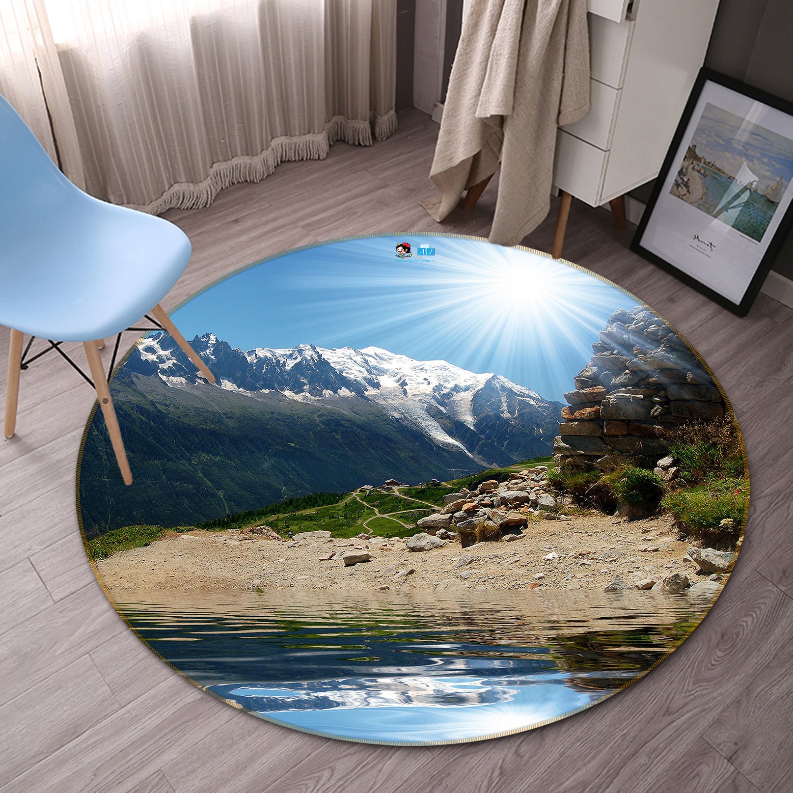 3D Mountain 66179 Round Non Slip Rug Mat
