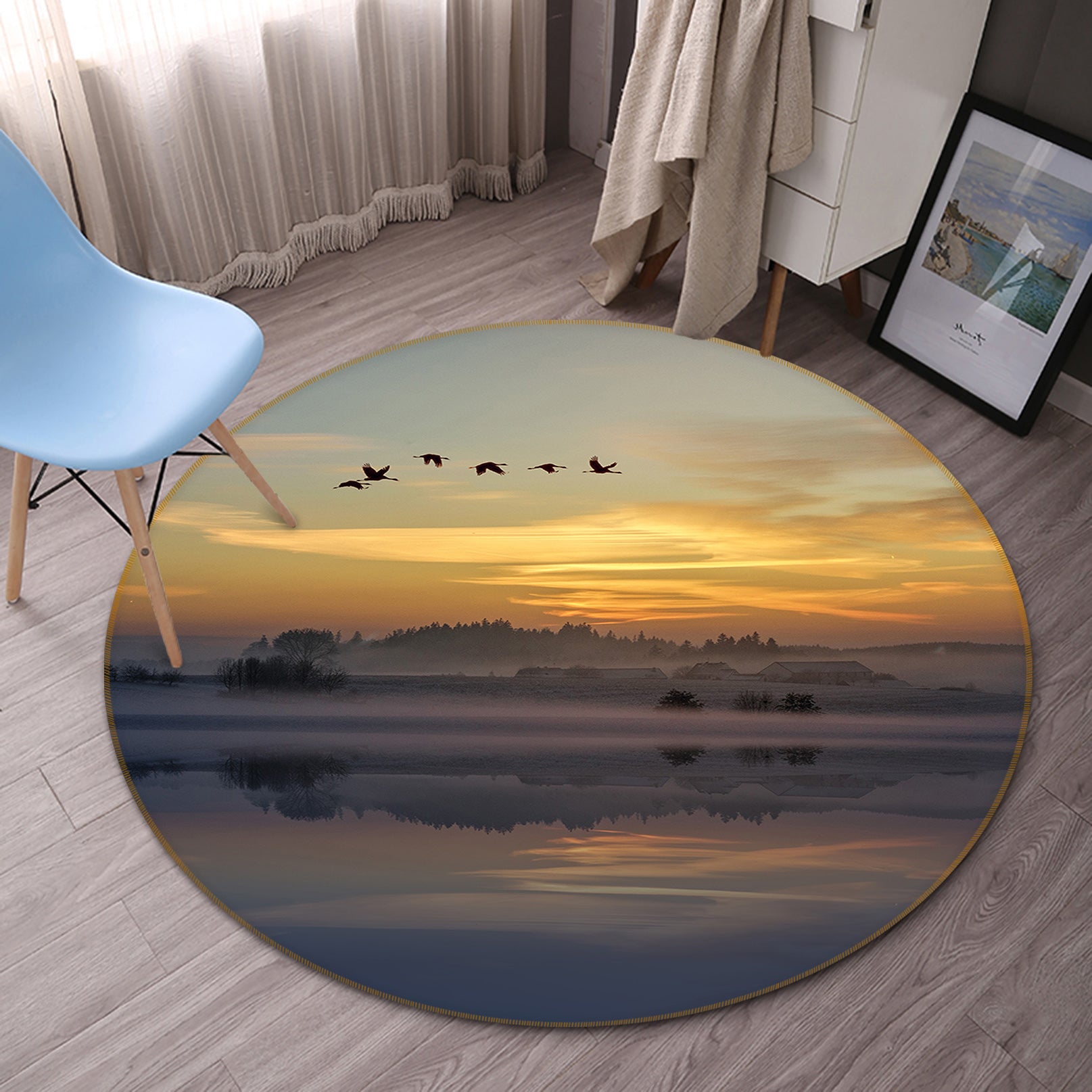 3D Sunset 82274 Animal Round Non Slip Rug Mat