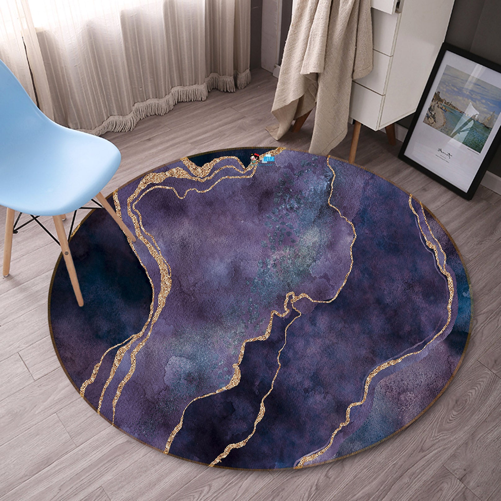 3D Dark Purple Texture 83066 Andrea haase Rug Round Non Slip Rug Mat